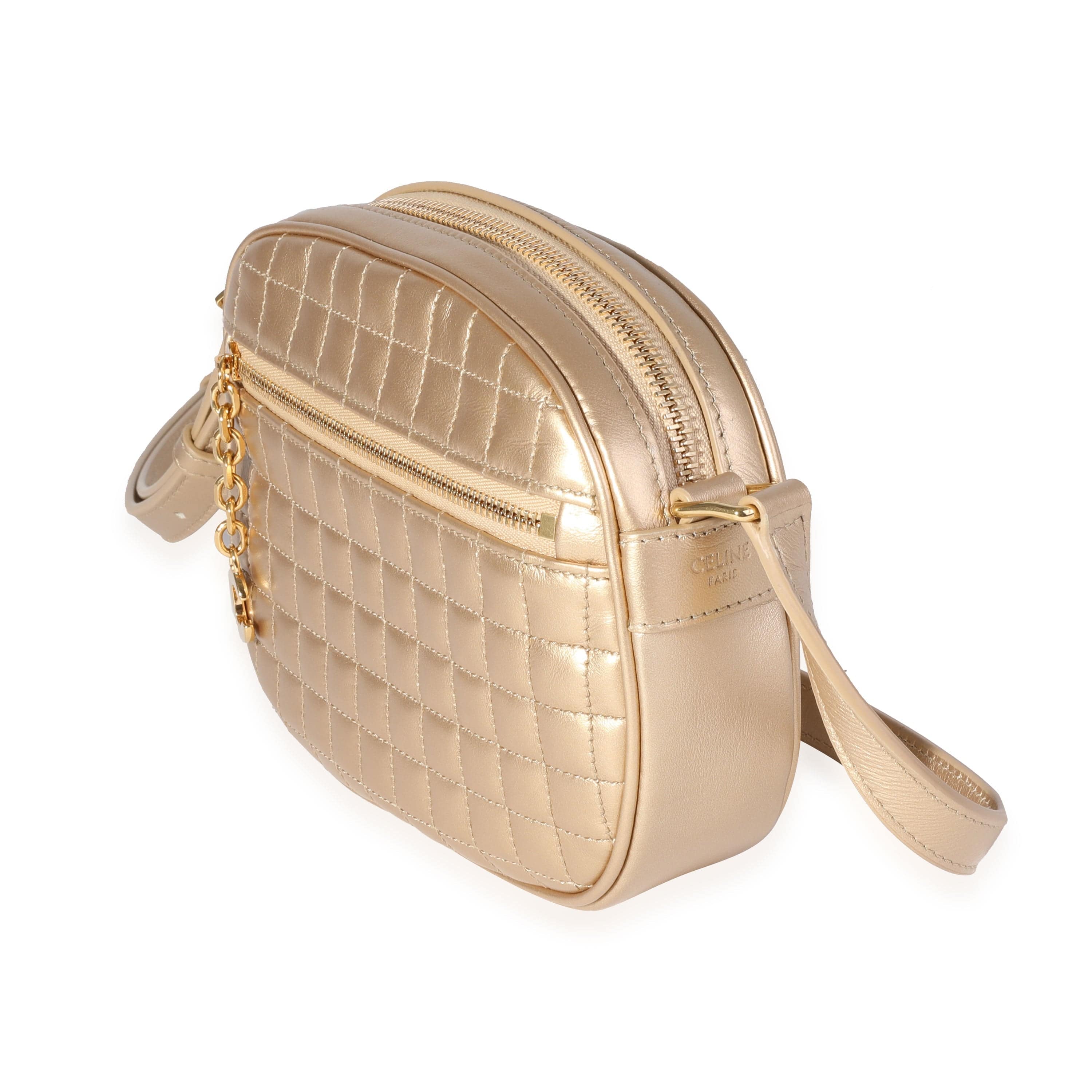 Celine Celine Gold Quilted Leather Small C Charm Camera Bag