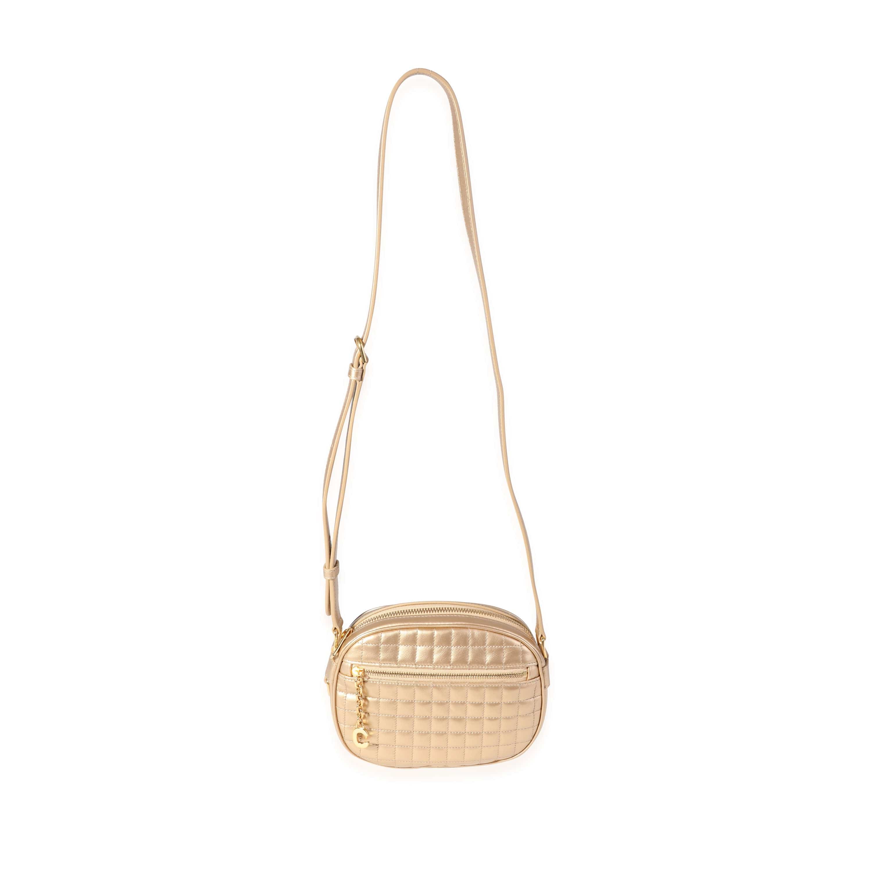 Celine Celine Gold Quilted Leather Small C Charm Camera Bag