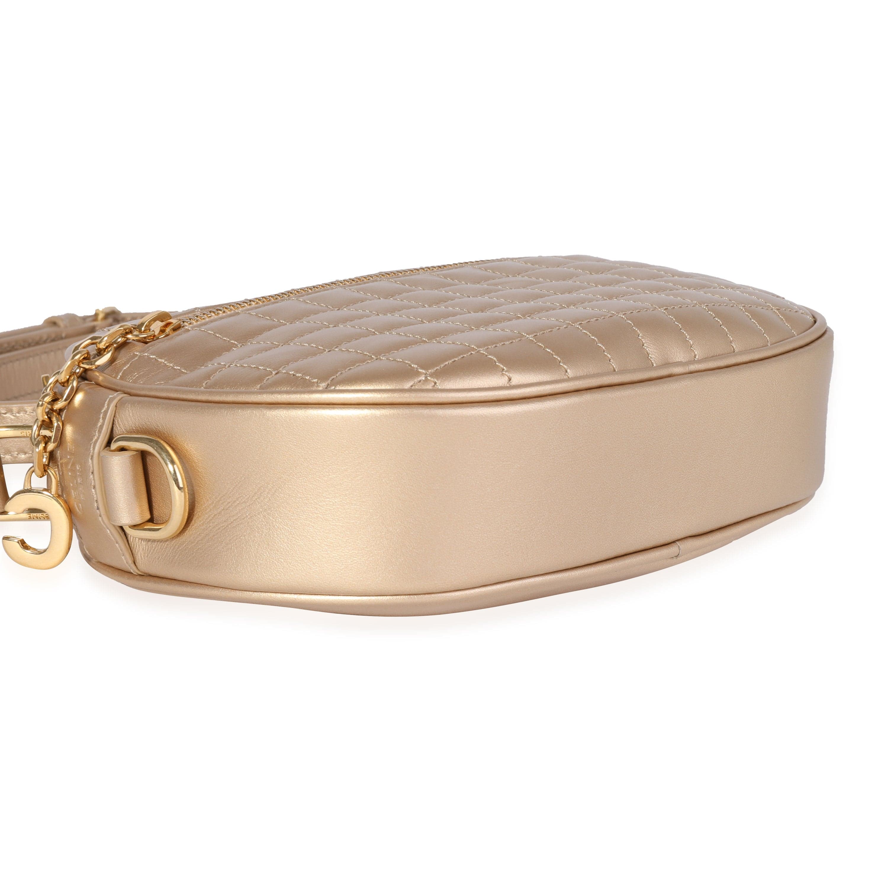 Celine Celine Gold Quilted Leather Small C Charm Camera Bag