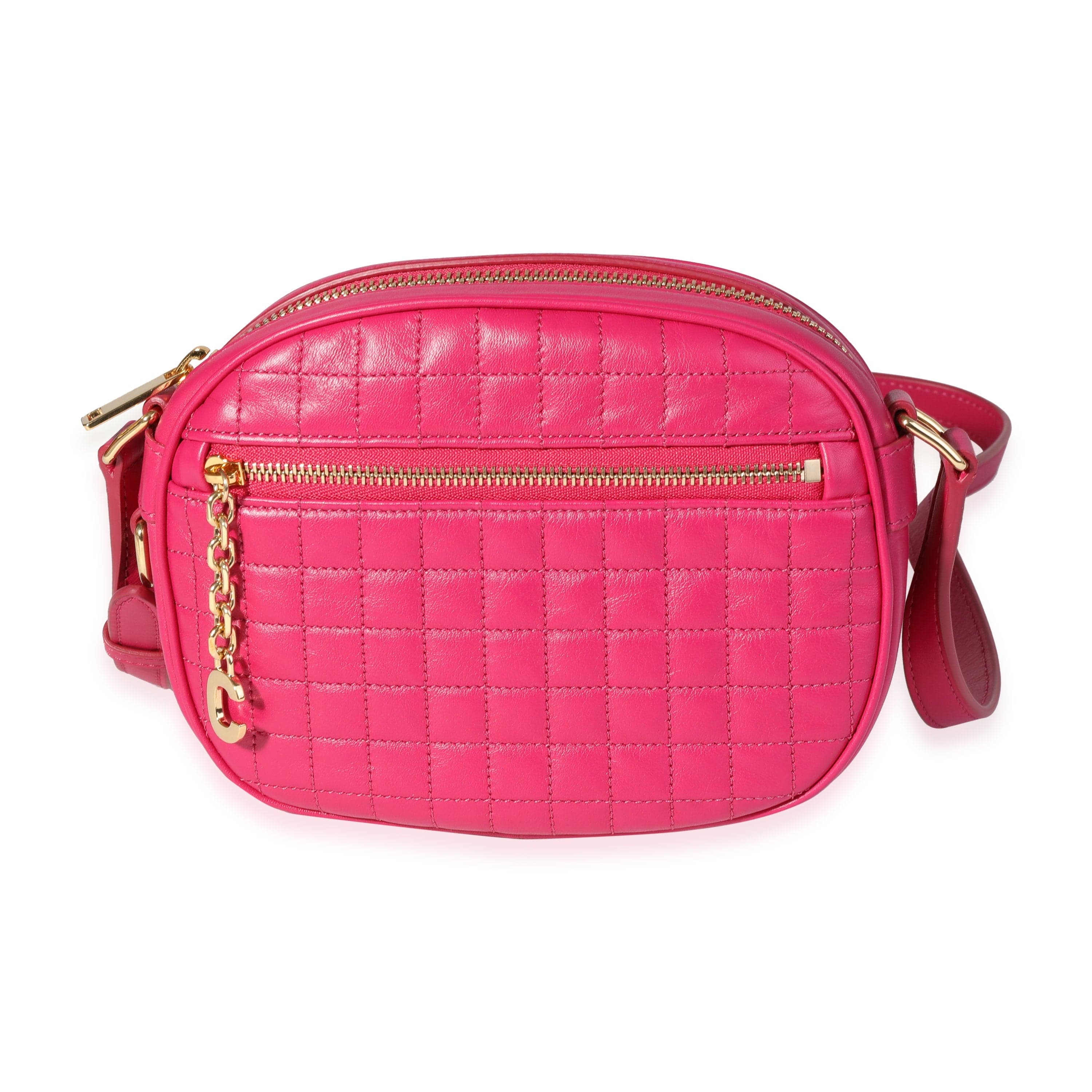 Celine Celine Hot Pink Quilted Calfskin Small C Charm Camera Bag