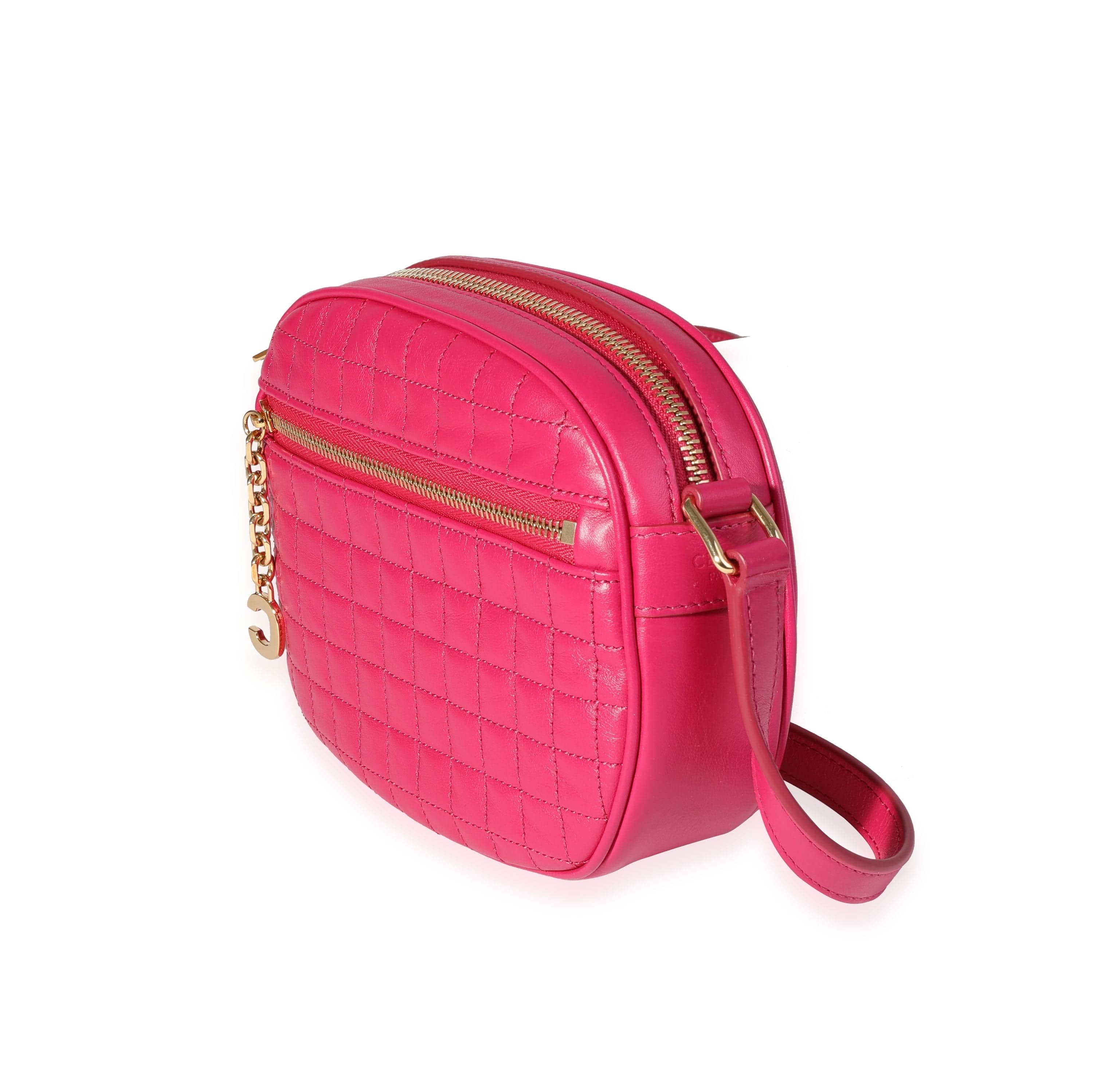 Celine Celine Hot Pink Quilted Calfskin Small C Charm Camera Bag