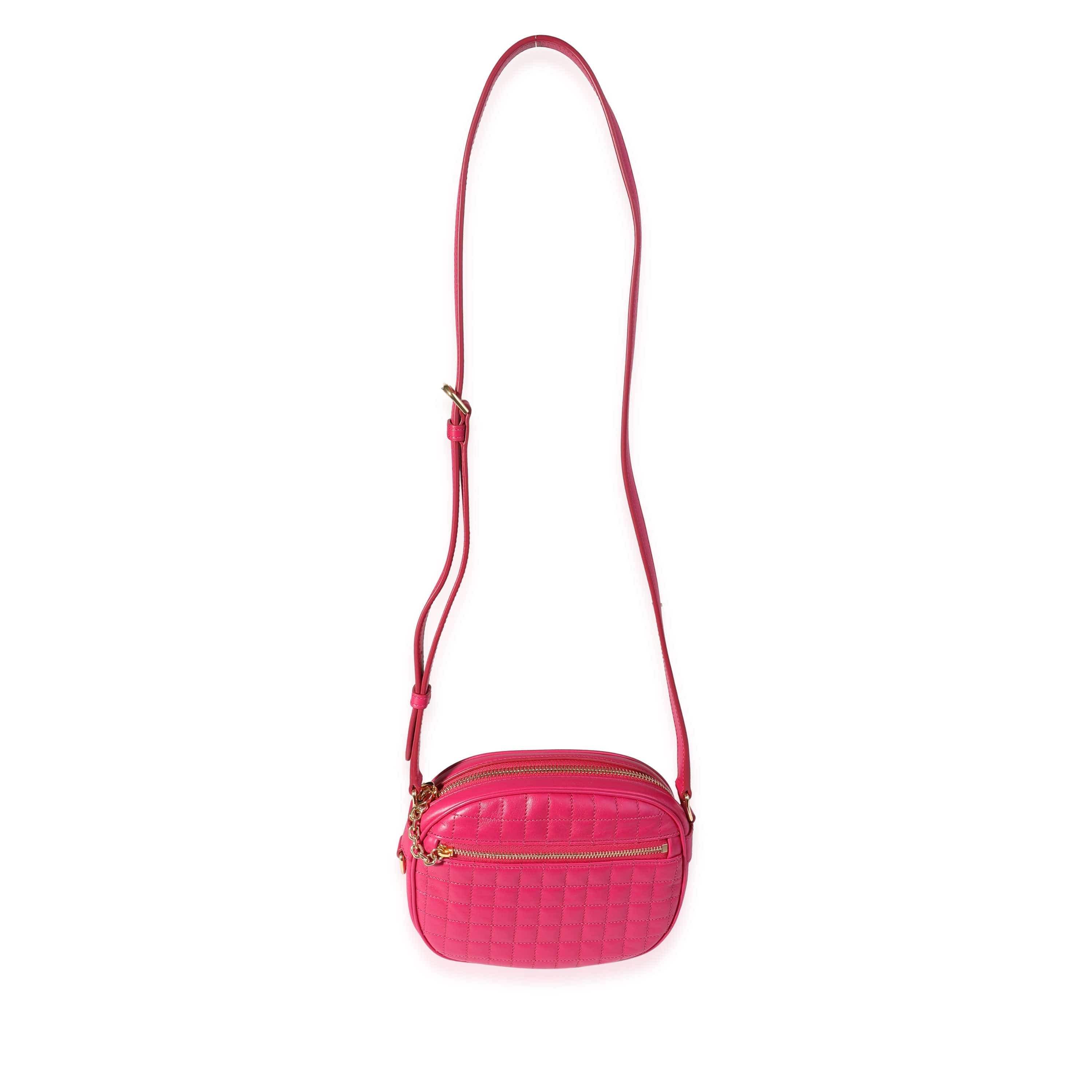 Celine Celine Hot Pink Quilted Calfskin Small C Charm Camera Bag