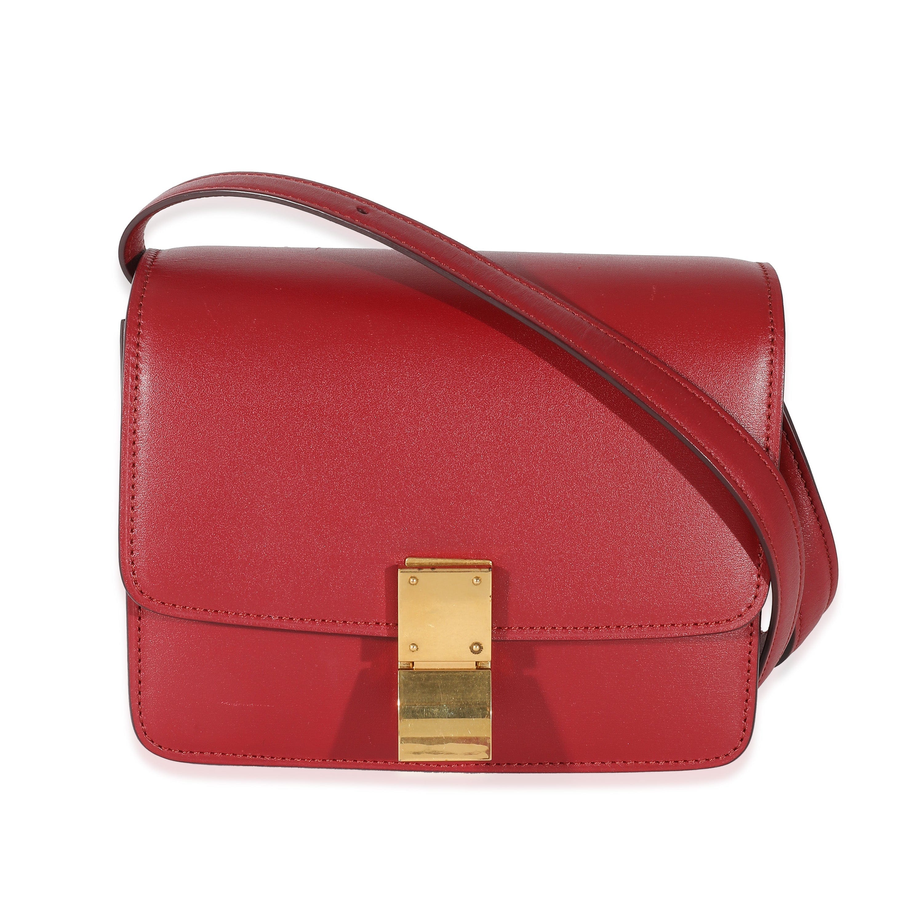 Celine Celine Red Smooth Calfskin Small Classic Box Bag