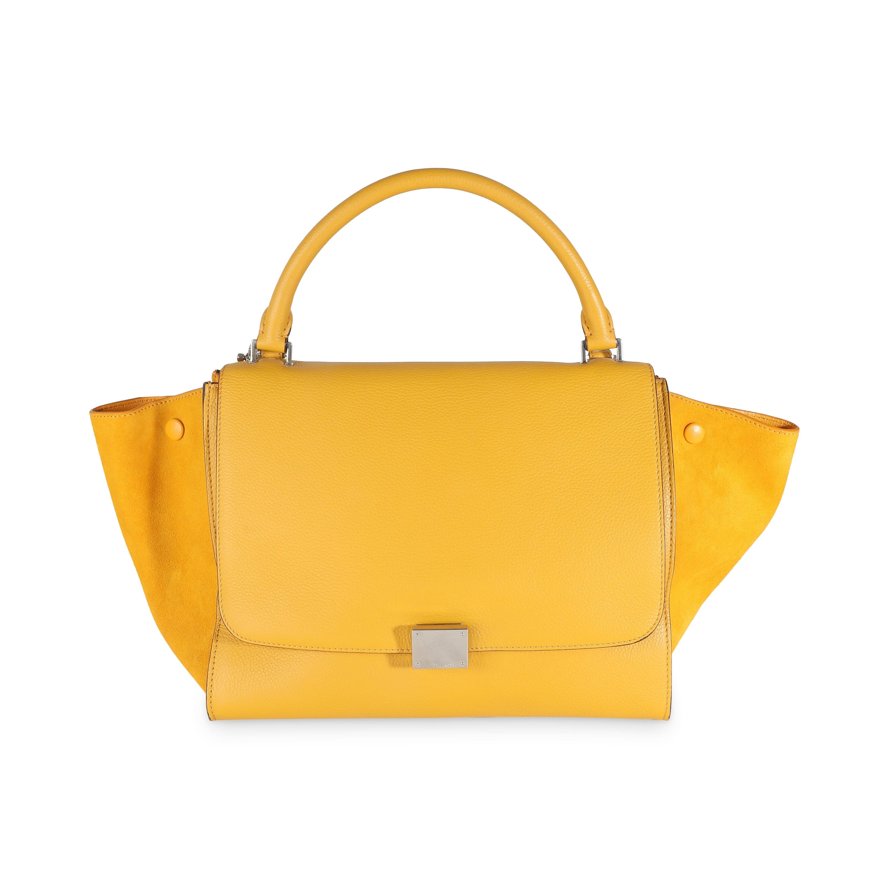 Celine Yellow Drummed Calfskin Suede Medium Trapeze