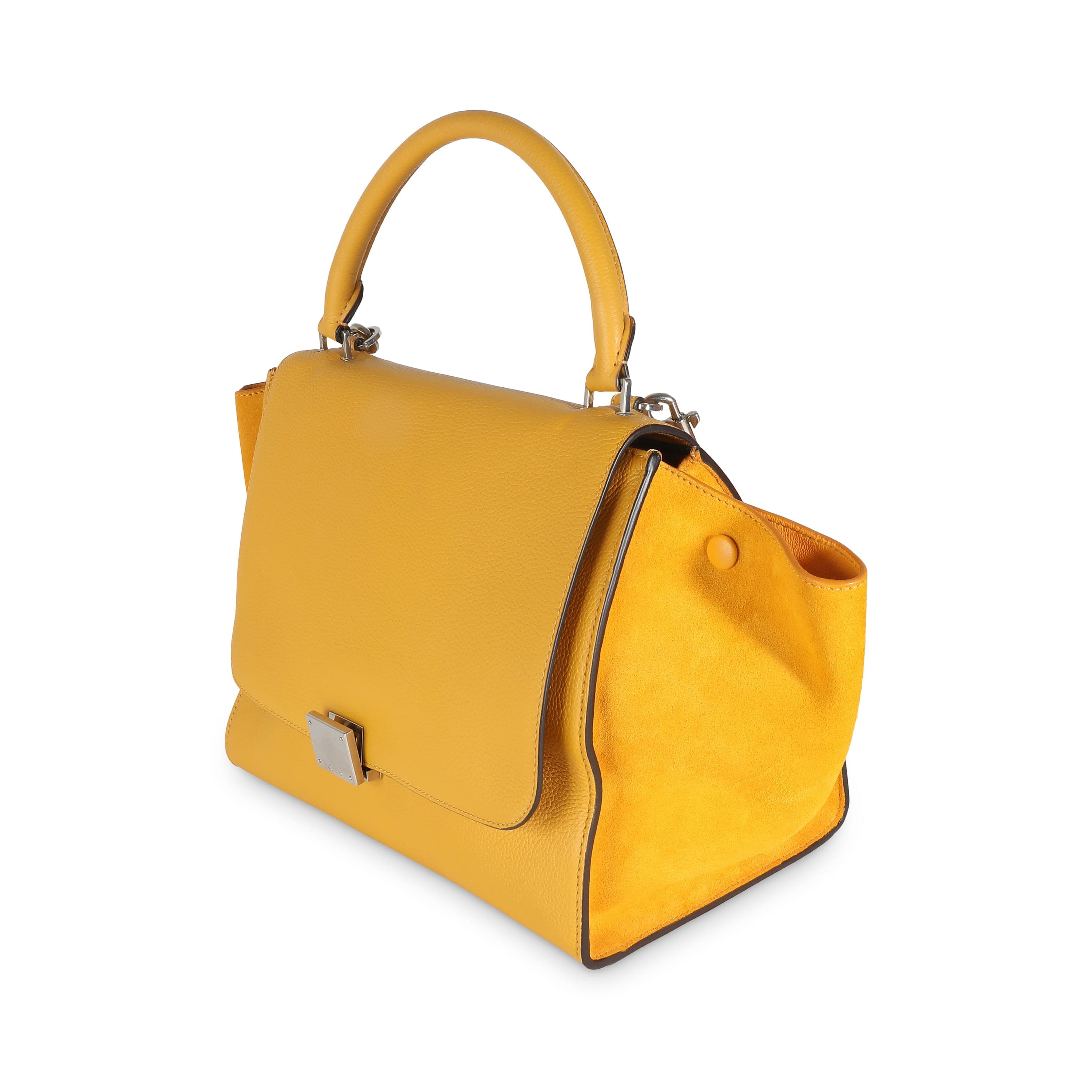 Celine Yellow Drummed Calfskin Suede Medium Trapeze