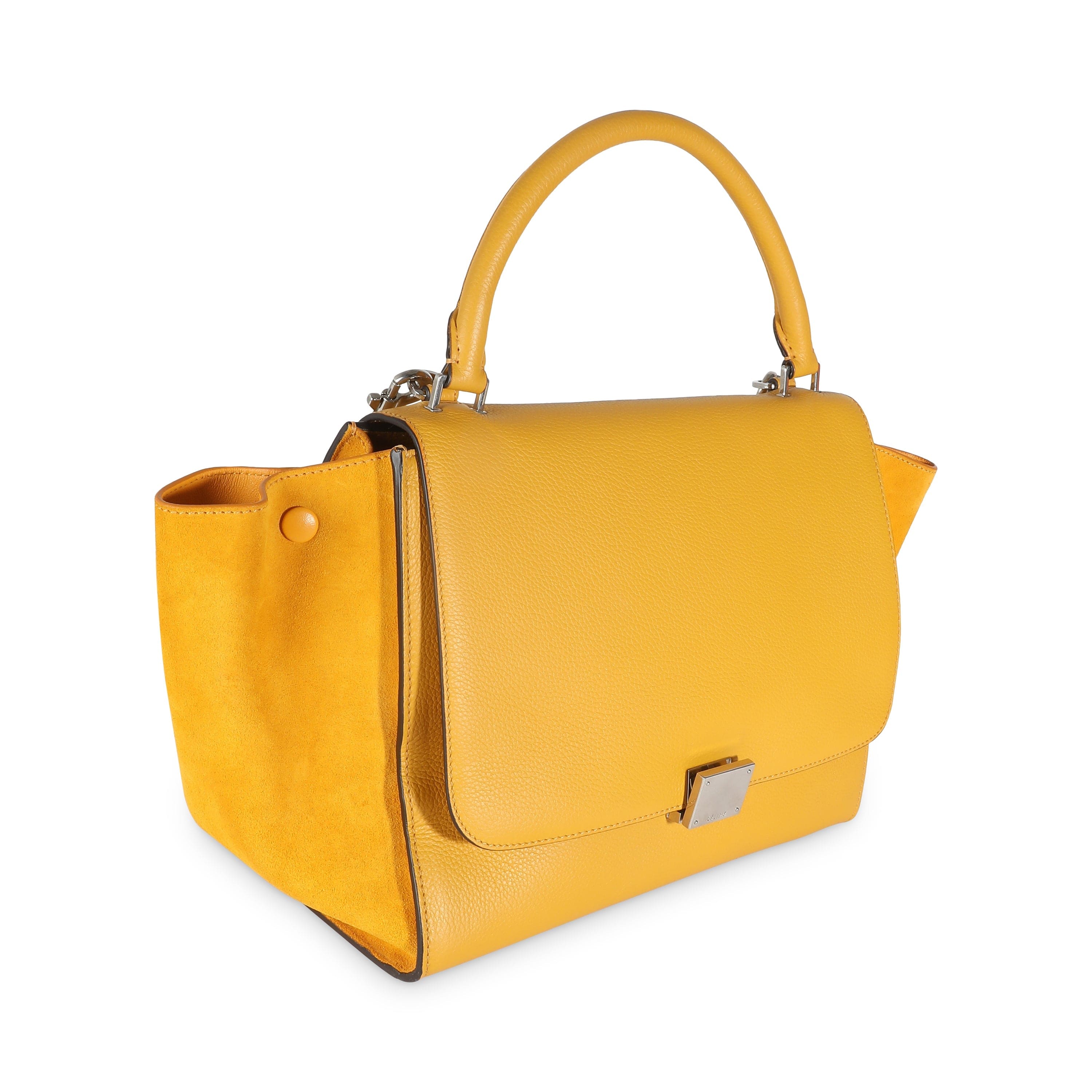 Celine Yellow Drummed Calfskin Suede Medium Trapeze