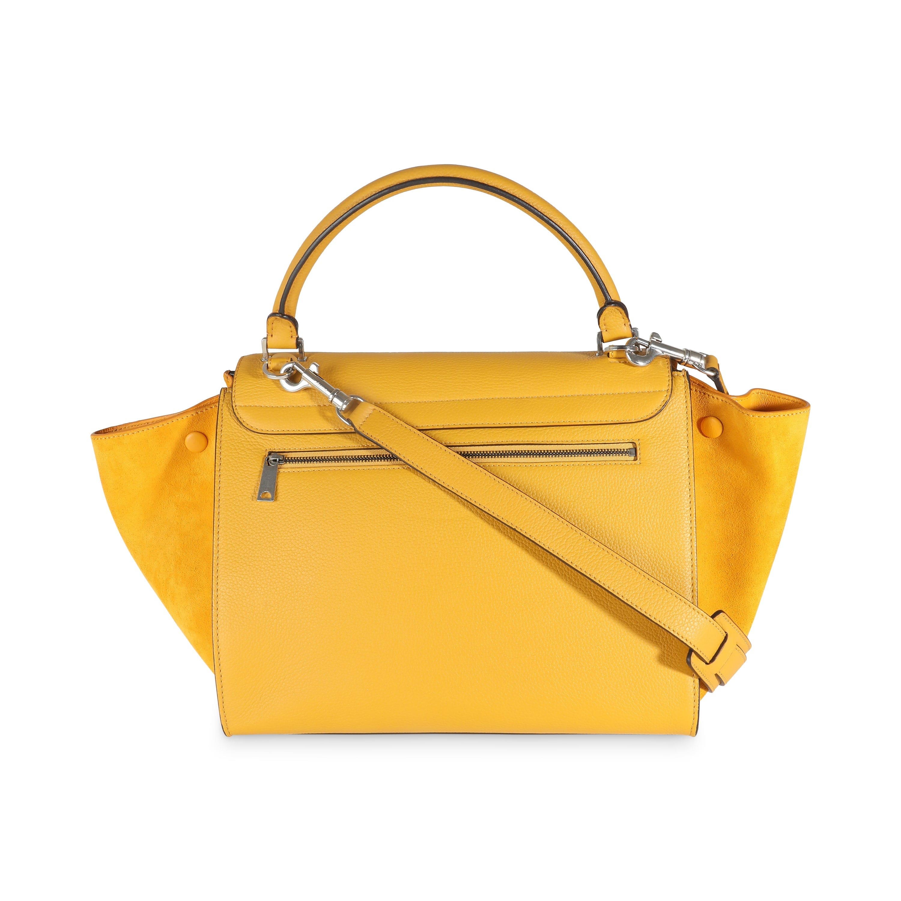 Celine Yellow Drummed Calfskin Suede Medium Trapeze