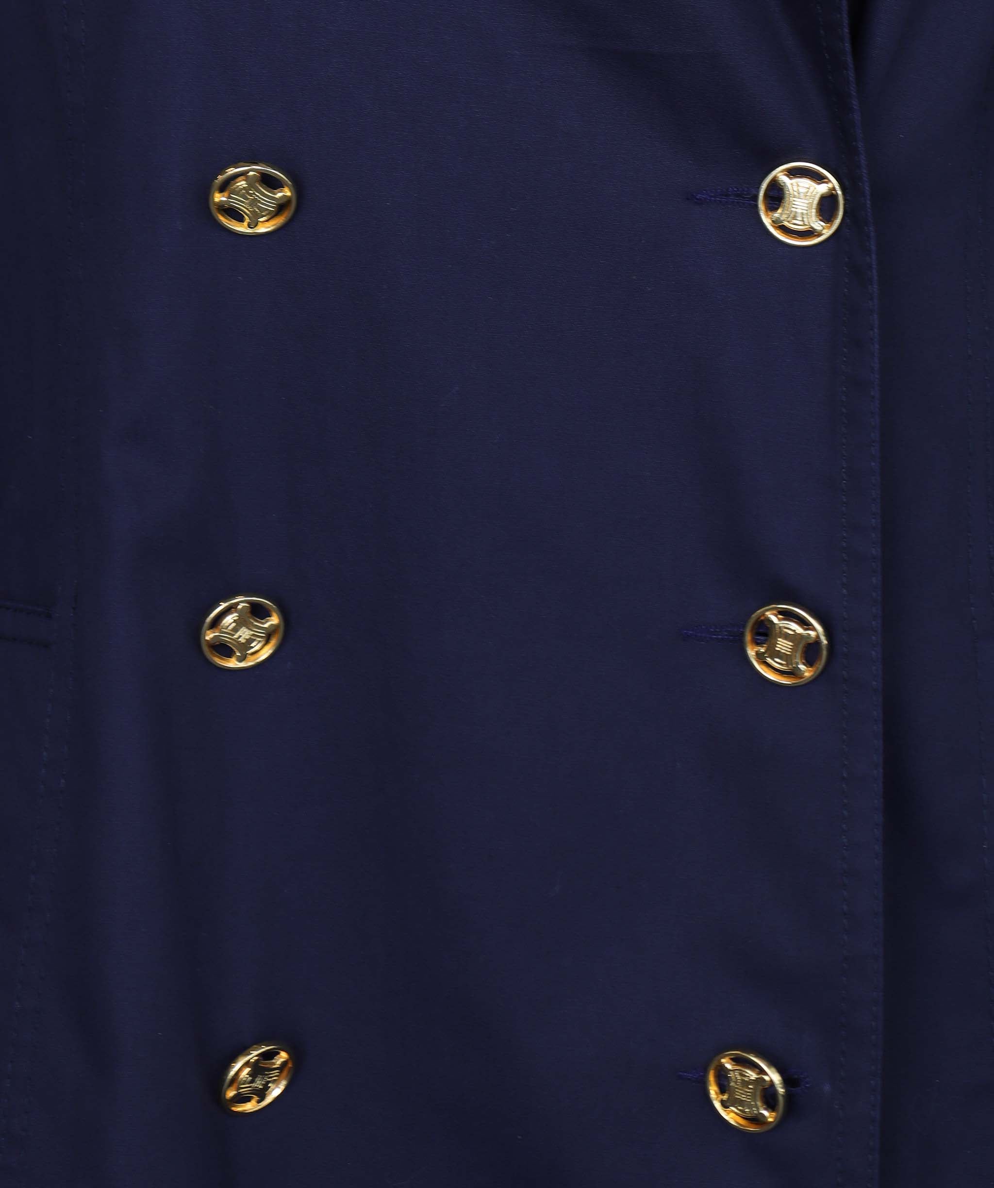 Celine Celine Logo Button Trench Coat Navy DXBS2019