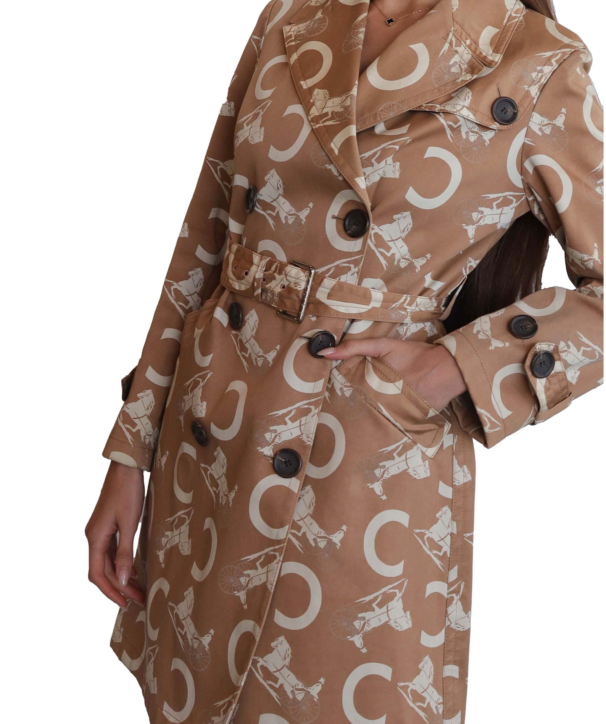 Celine Celine Logo Trench Coat Horse Brown DXBS2015