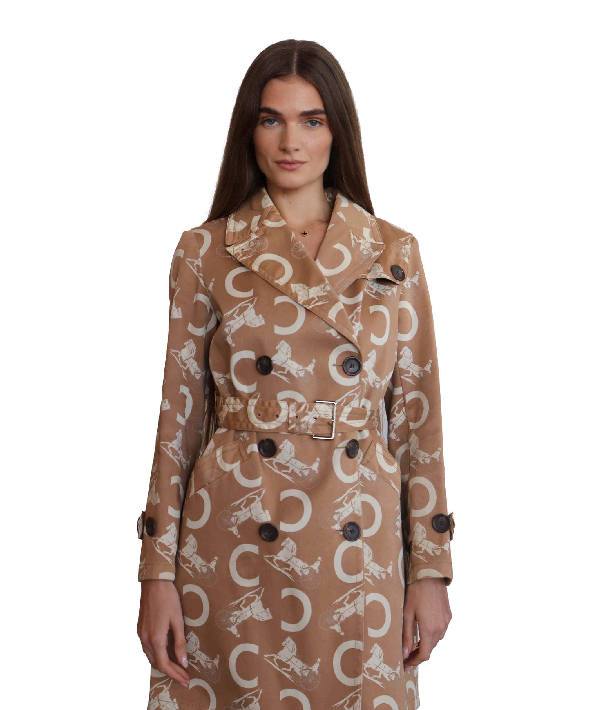 Celine Celine Logo Trench Coat Horse Brown DXBS2015