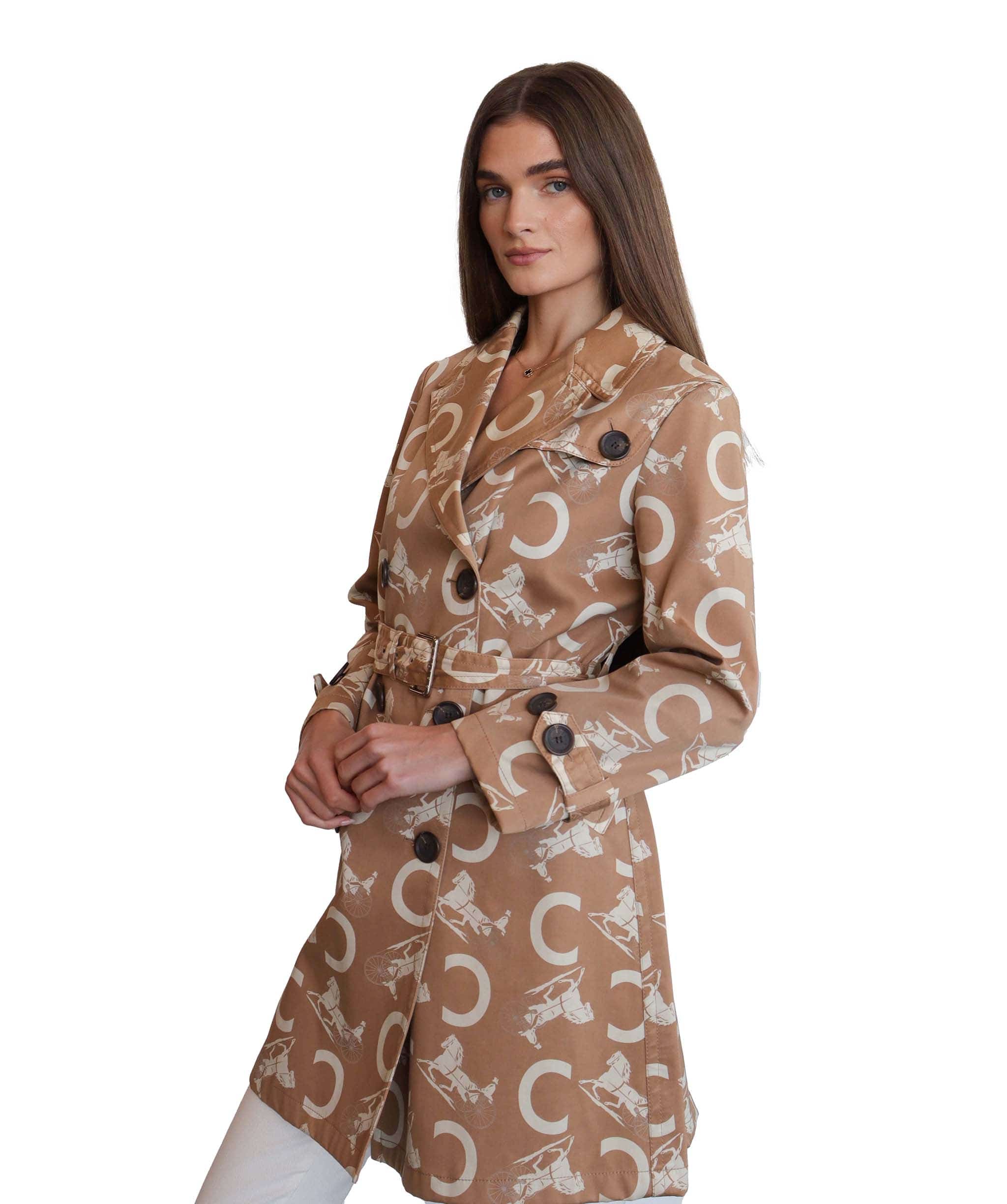 Celine Celine Logo Trench Coat Horse Brown DXBS2015