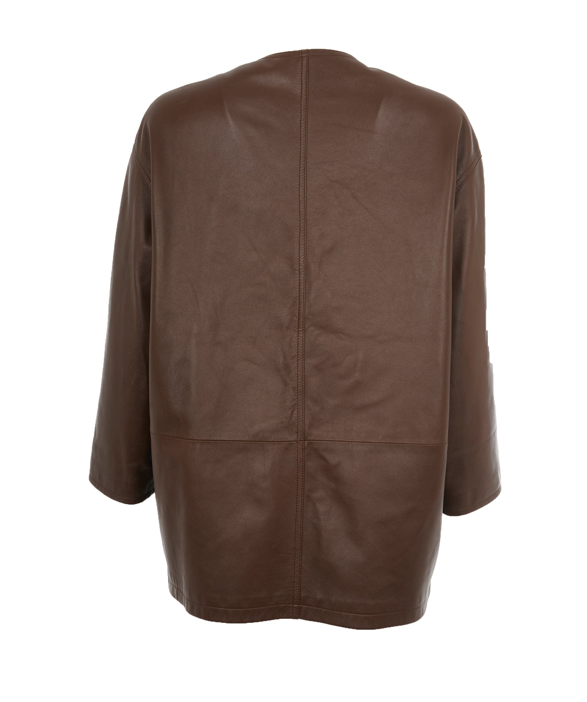 Celine Celine Brown Lambskin Collarless Triomphe Jacket RRP £6500 ALC1897