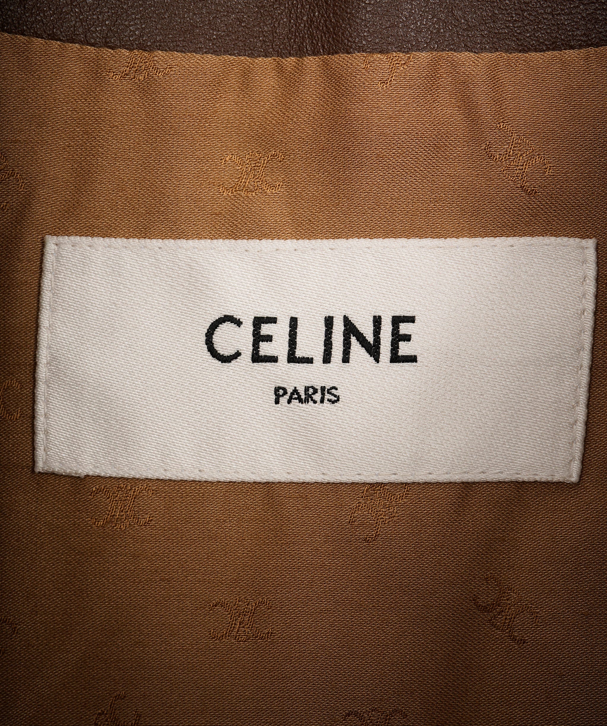 Celine Celine Brown Lambskin Collarless Triomphe Jacket RRP £6500 ALC1897