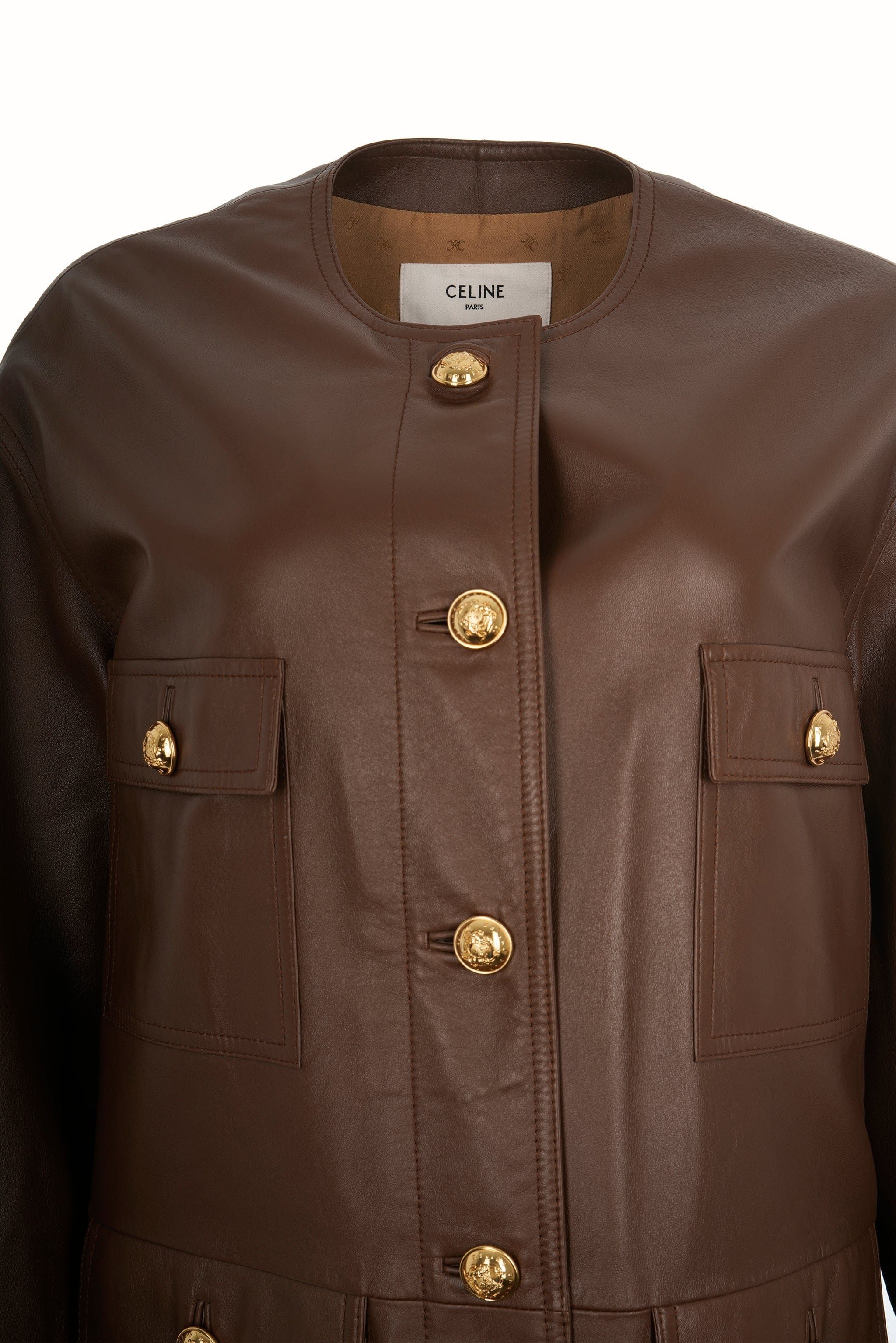 Celine Celine Brown Leather Single Breasted Jacket  ALC1493