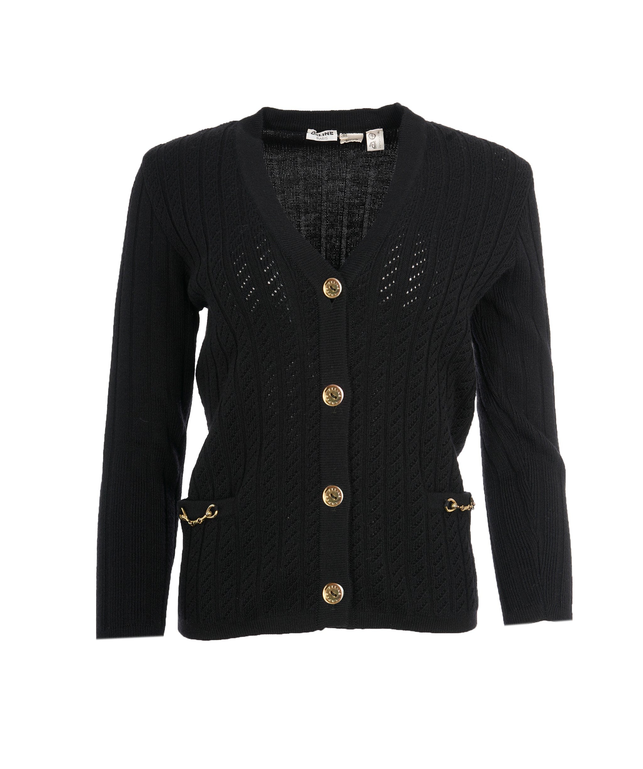 Celine Celine Gold Buttons Cardigan Black ASL10184