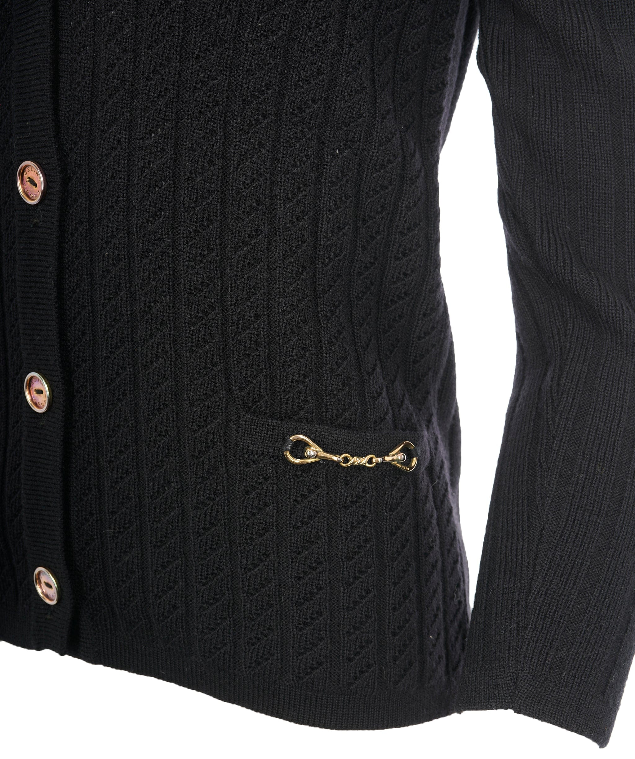 Celine Celine Gold Buttons Cardigan Black ASL10184