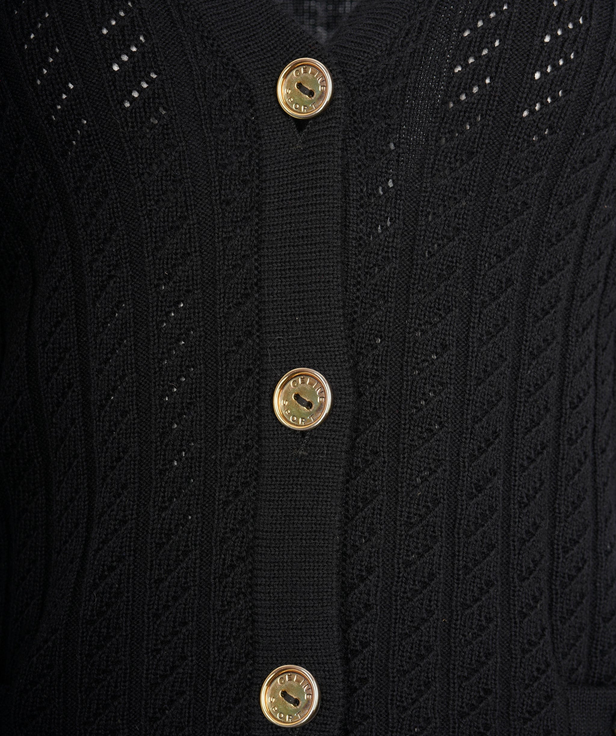 Celine Celine Gold Buttons Cardigan Black ASL10184