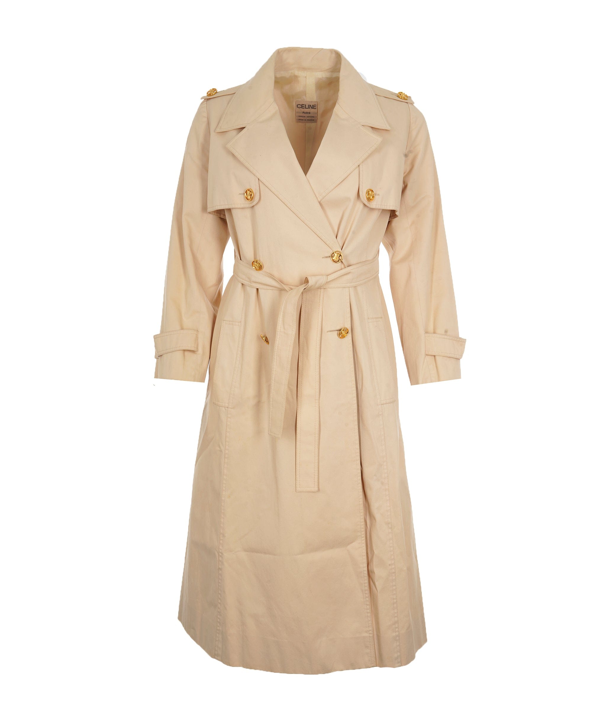 Celine Celine Gold Buttons Trench Coat Beige ASL10498