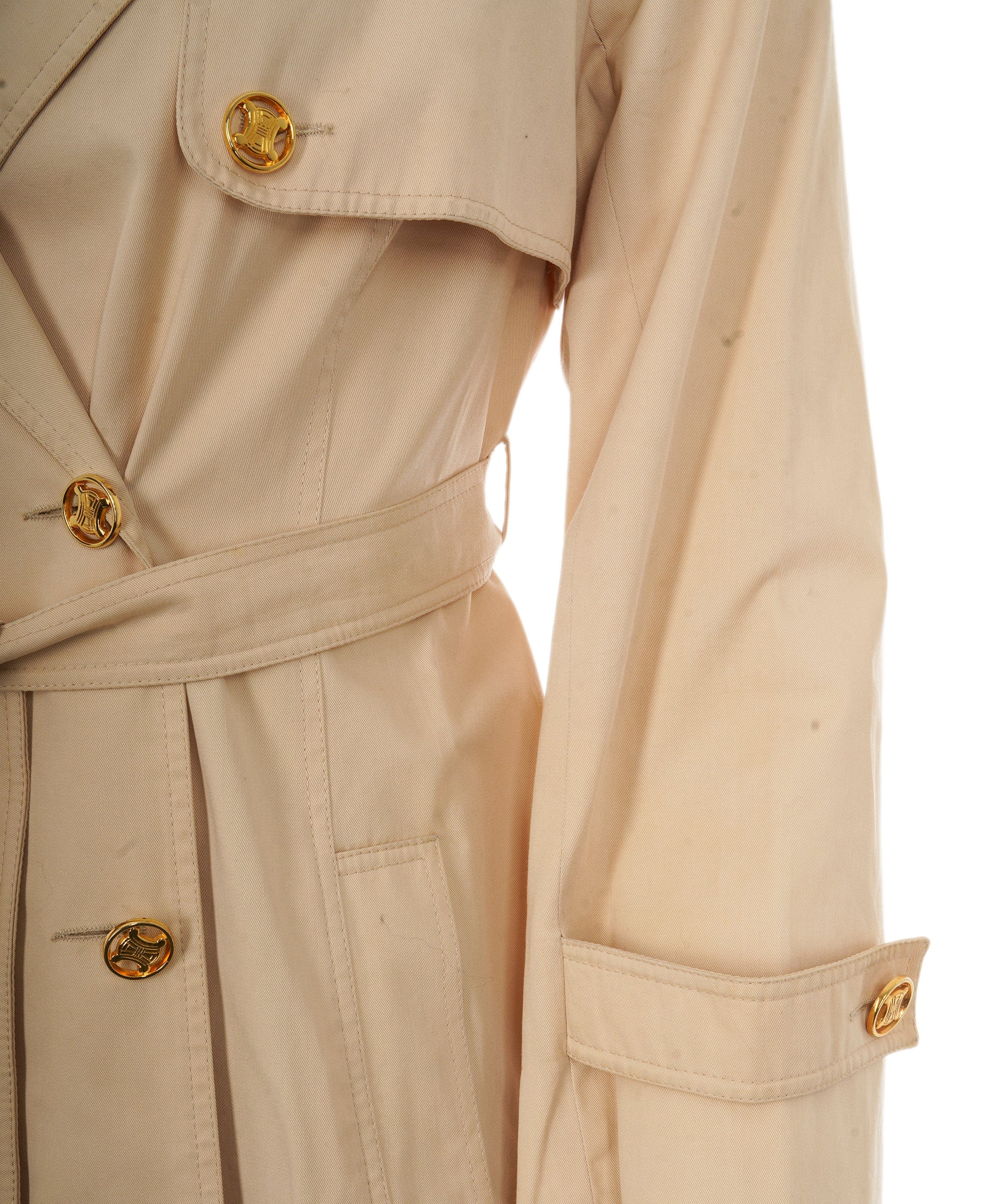 Celine Celine Gold Buttons Trench Coat Beige ASL10498