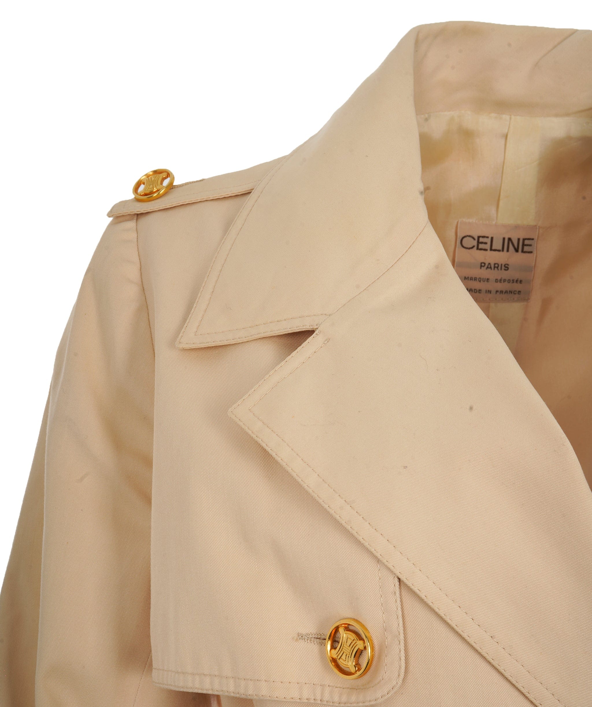 Celine Celine Gold Buttons Trench Coat Beige ASL10498