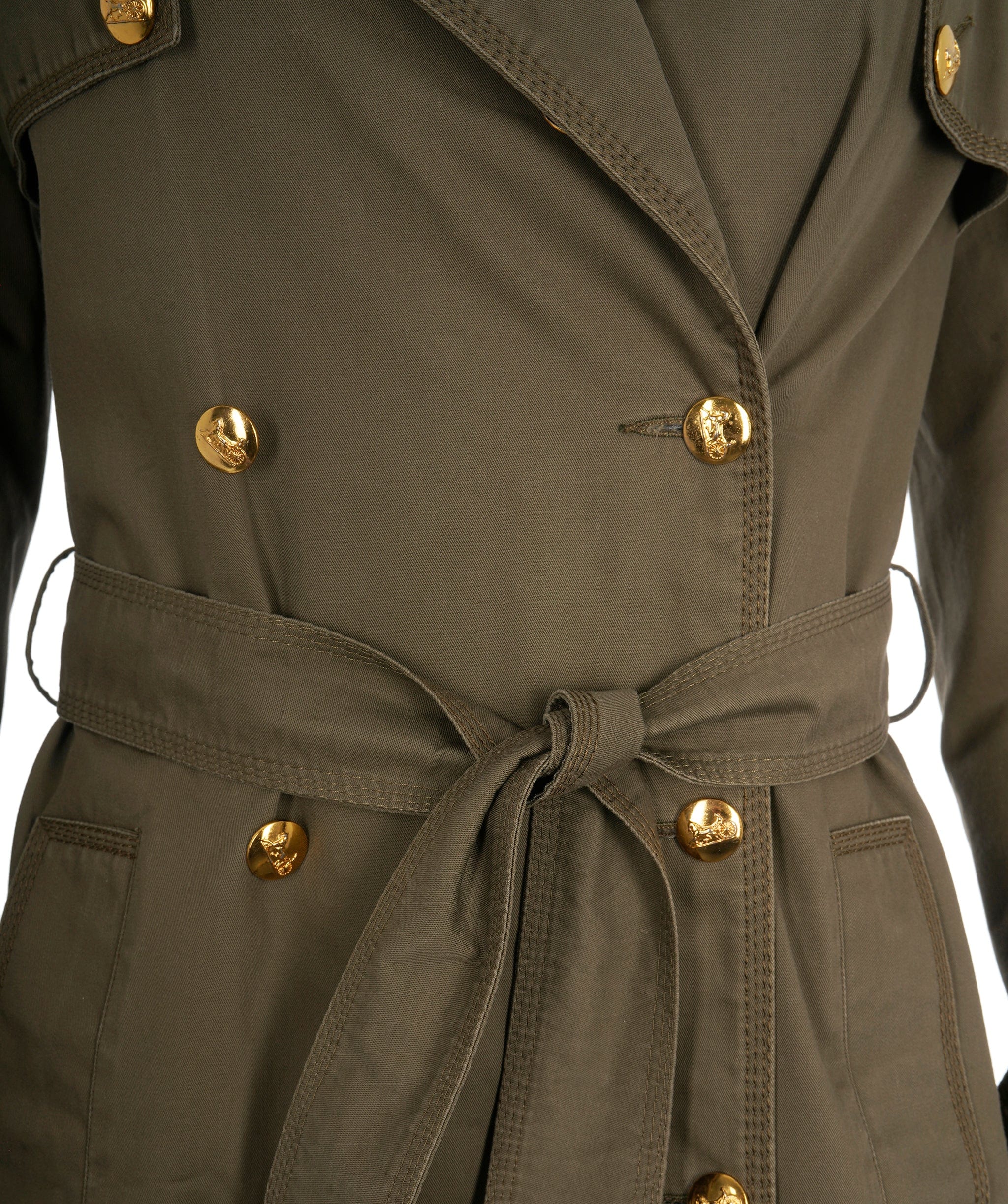 Celine Celine Gold Buttons Trench Coat Khaki ASL10250