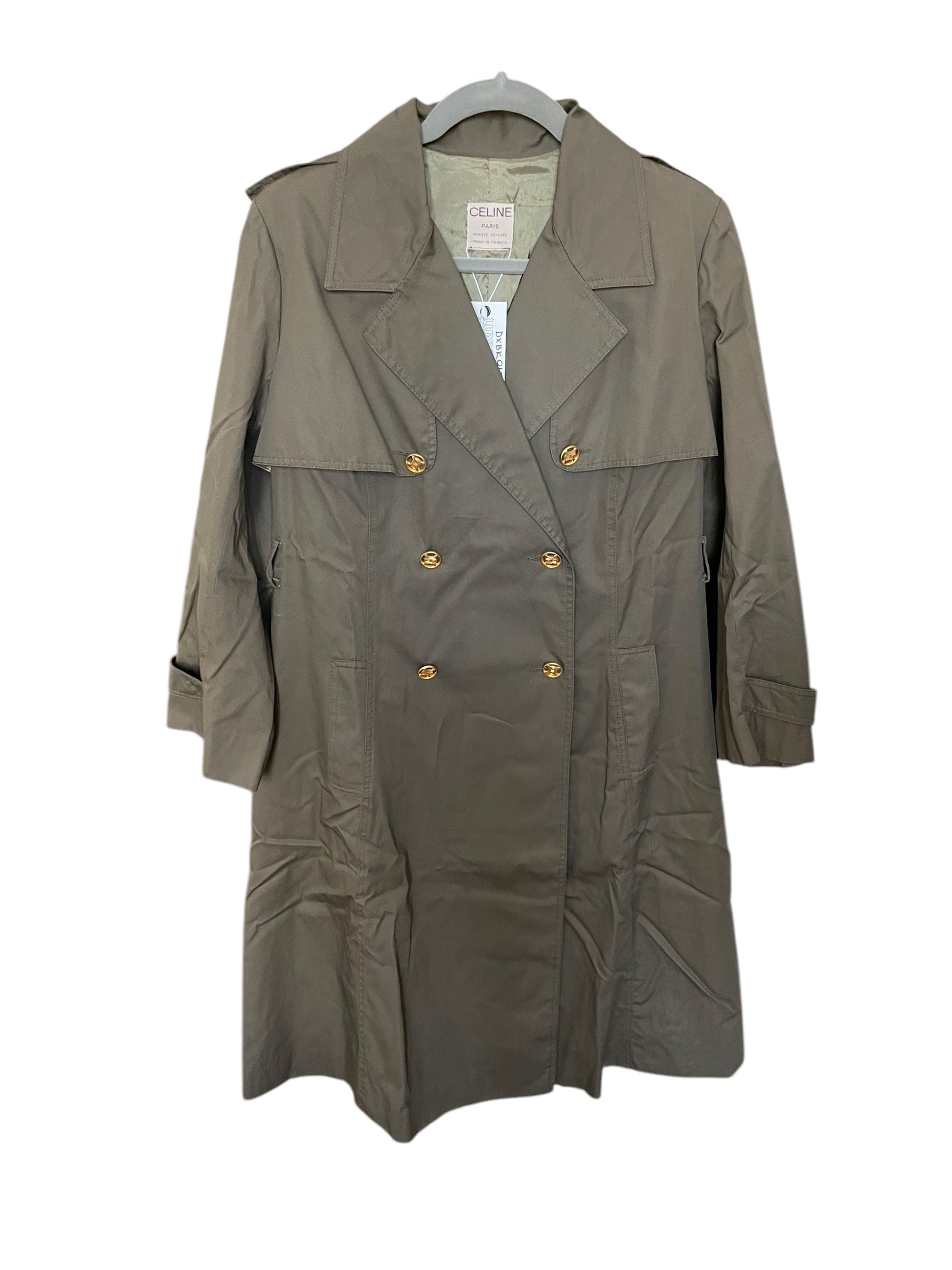 Celine Celine Logo Trench Coat Khaki Gold Button DXBK0120