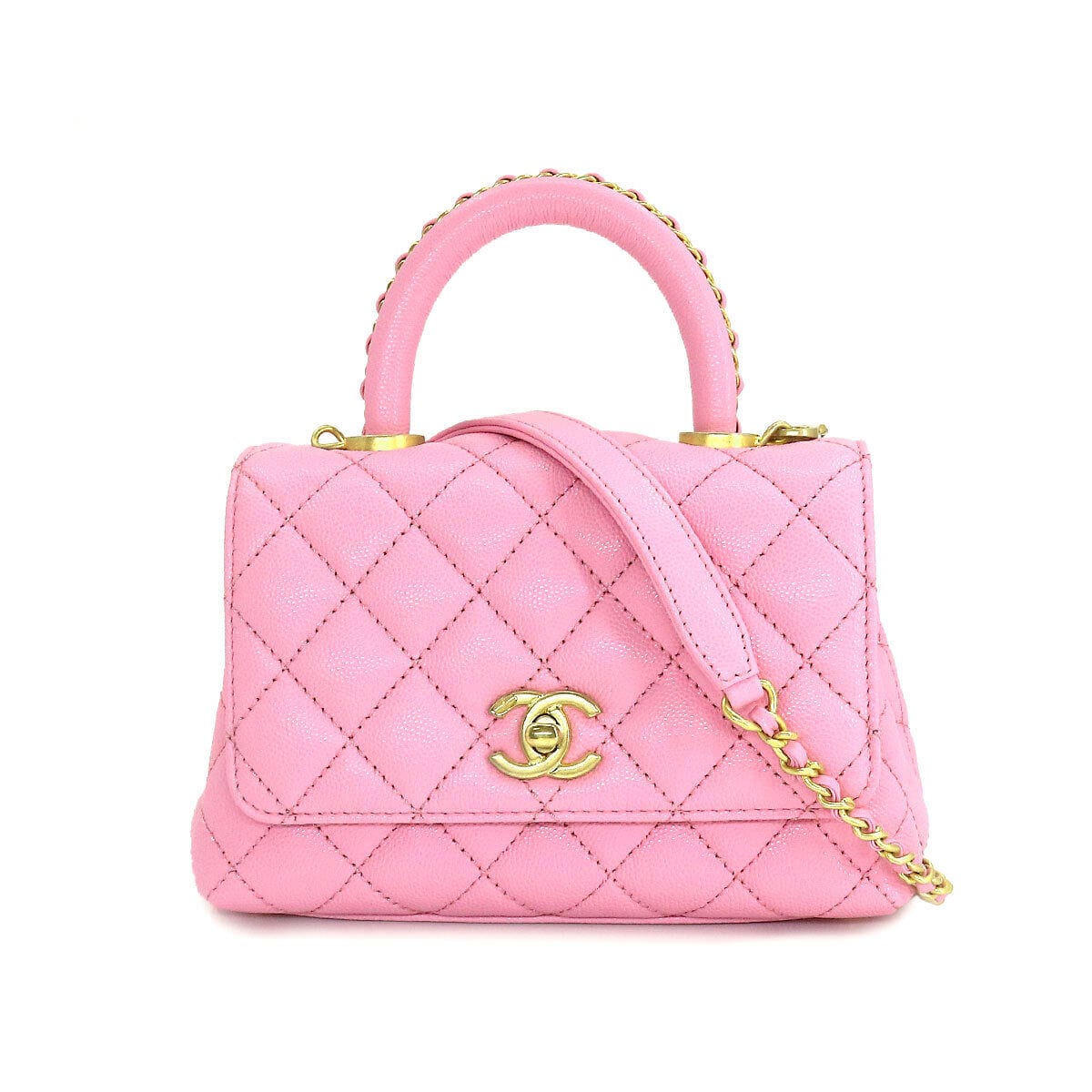 90196209 - CHANEL Matelasse Hand Shoulder Bag Caviar Skin Pink AS2215 Purse 90196209