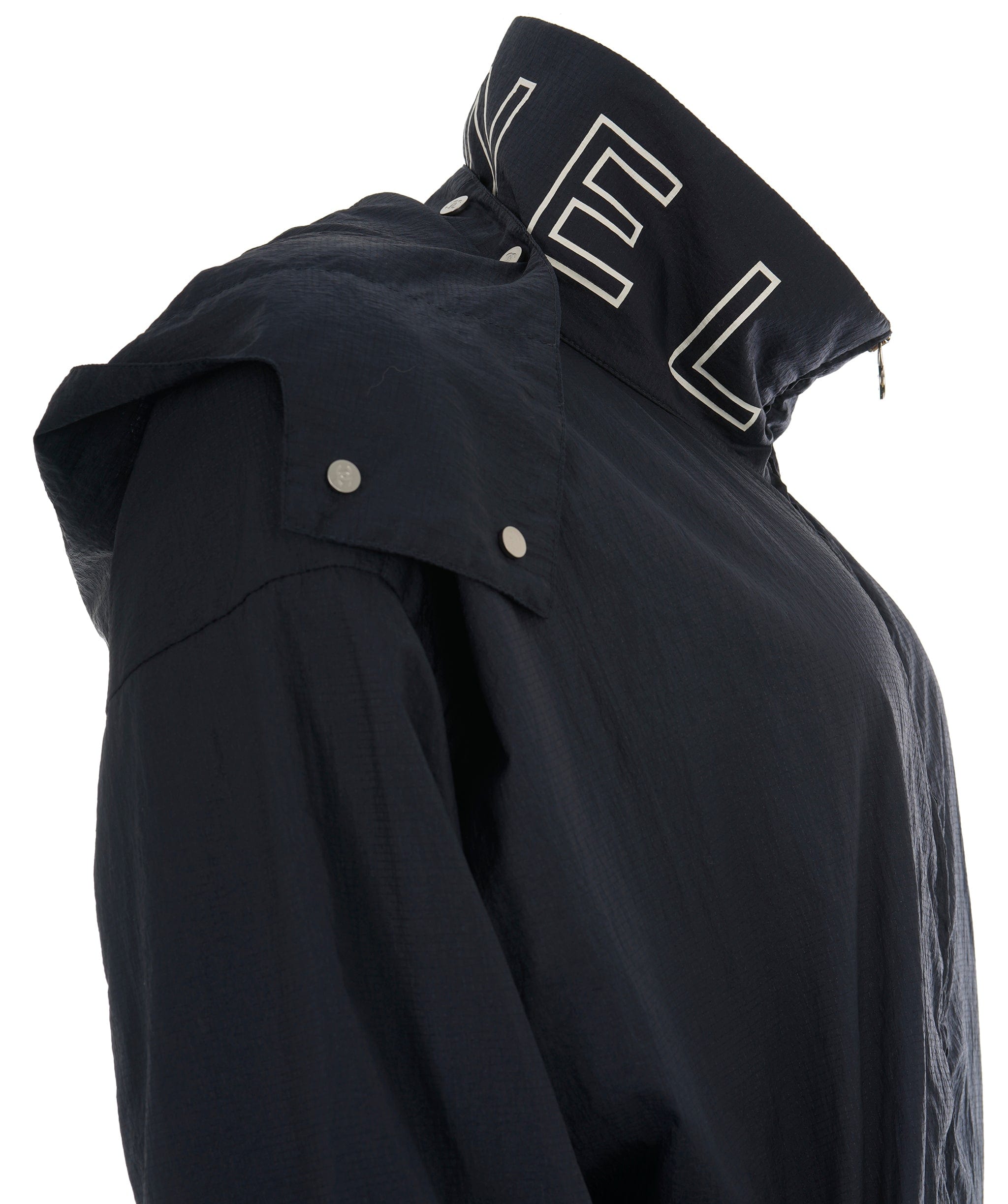 Chanel Chanel 15P Navy Nylon Logo-Collar Hooded Windbreaker Jacket  ALL0784