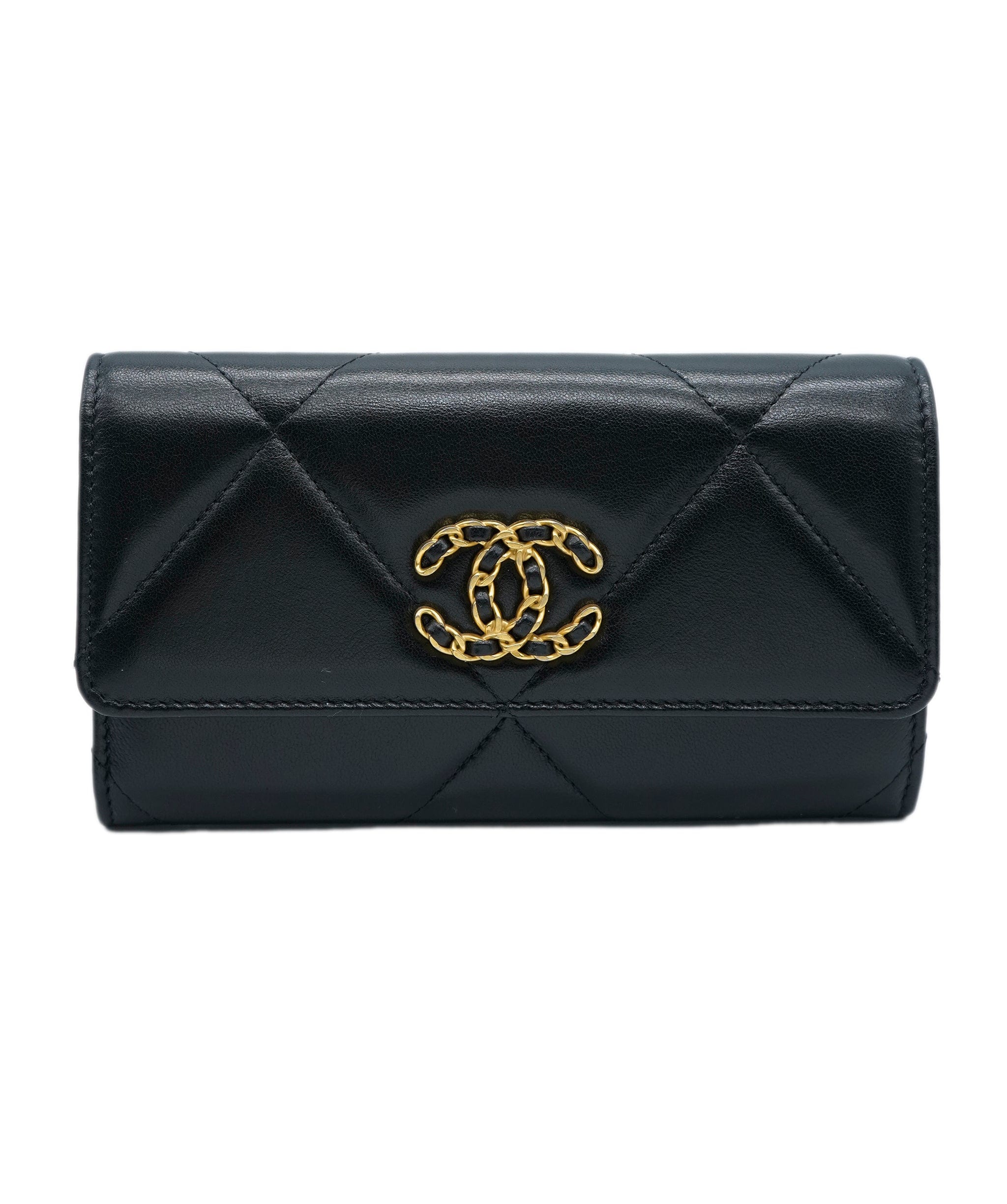 Chanel Chanel Black Quilted Lambskin Chanel 19 Flap Wallet ABC0887