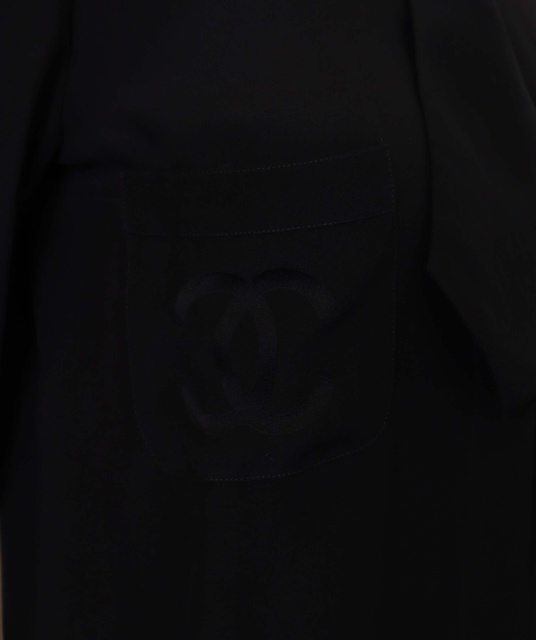 Chanel Chanel Bow Tie Chest Coco Satin Black Long Sleeve Blouse DXBS3688