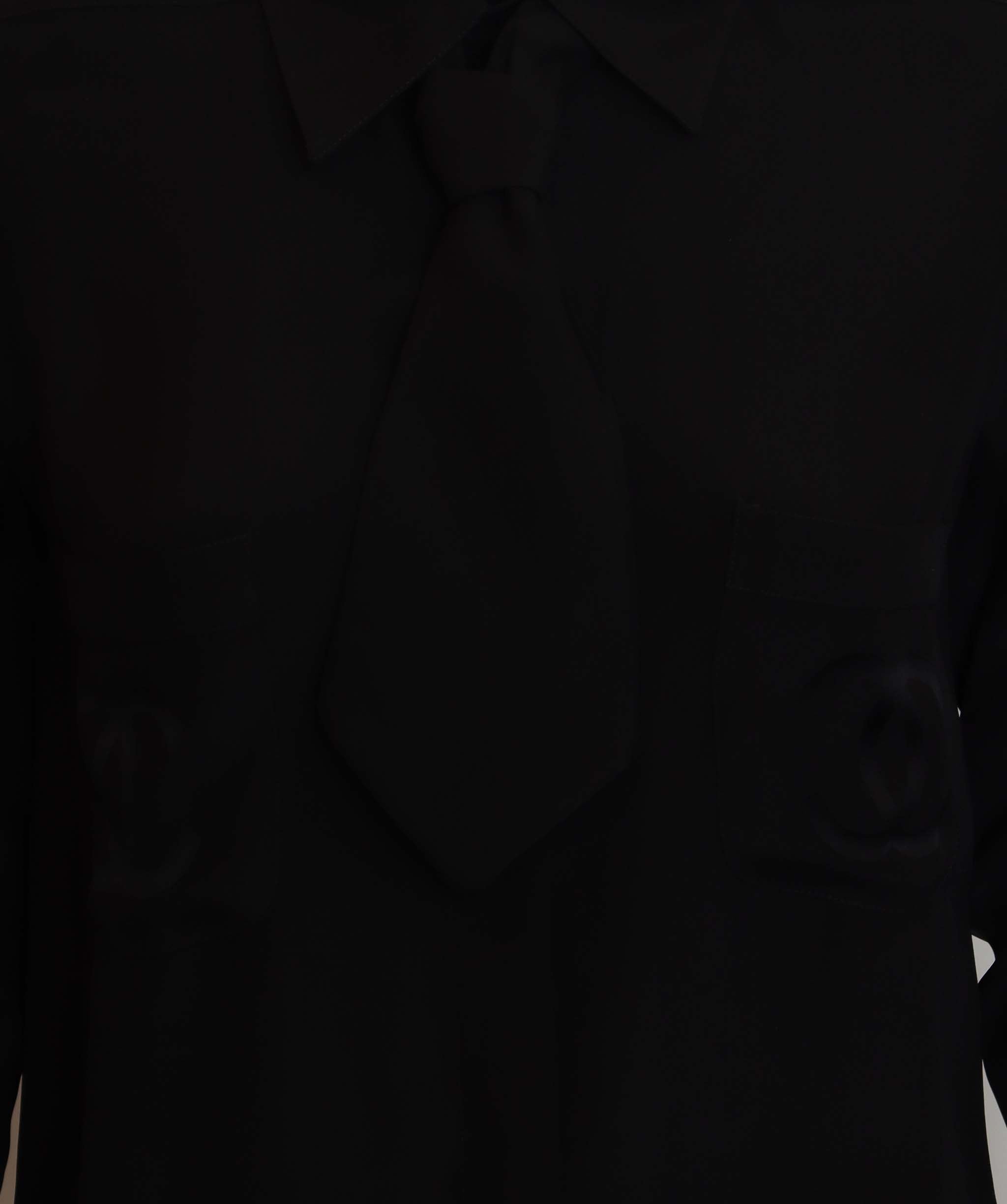 Chanel Chanel Bow Tie Chest Coco Satin Black Long Sleeve Blouse DXBS3688