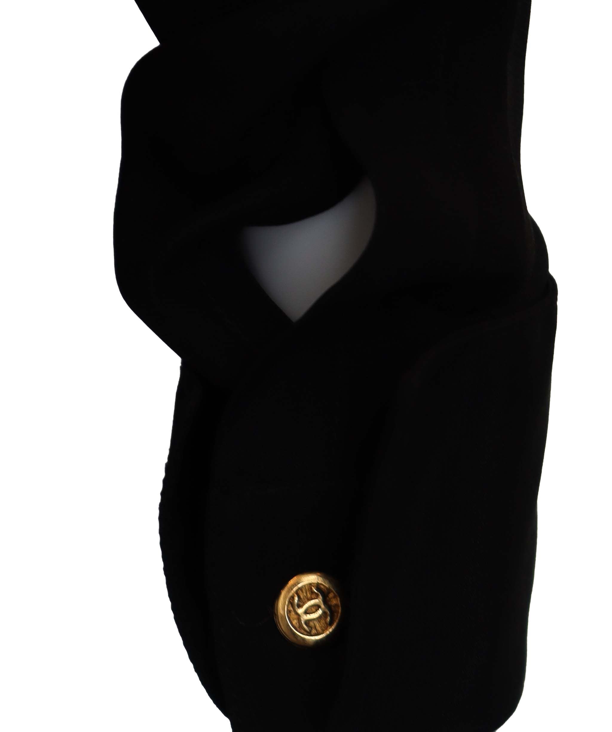 Chanel Chanel Bow Tie Chest Coco Satin Black Long Sleeve Blouse DXBS3688