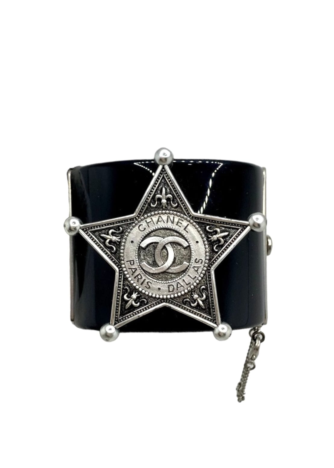 Chanel Chanel CC Cuff Silver Star Black Bracelet Cuff SKC1744