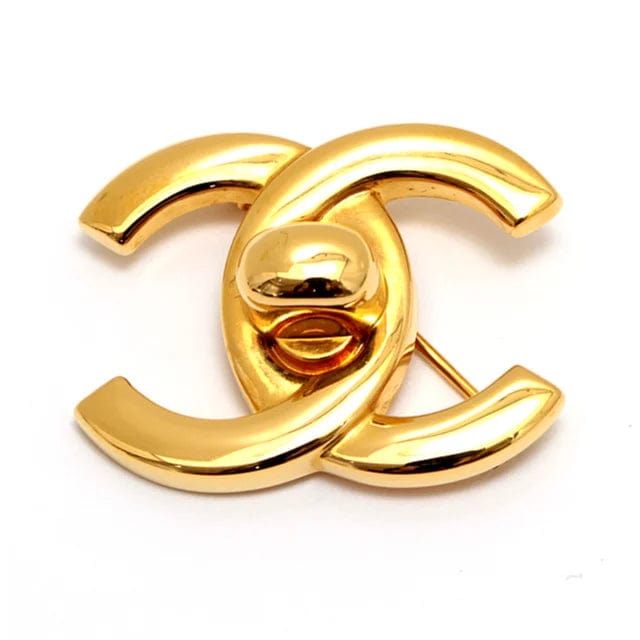 Chanel Chanel CC Logo Gold-toned Pin Brooch 96A #63339 AJCSC1243