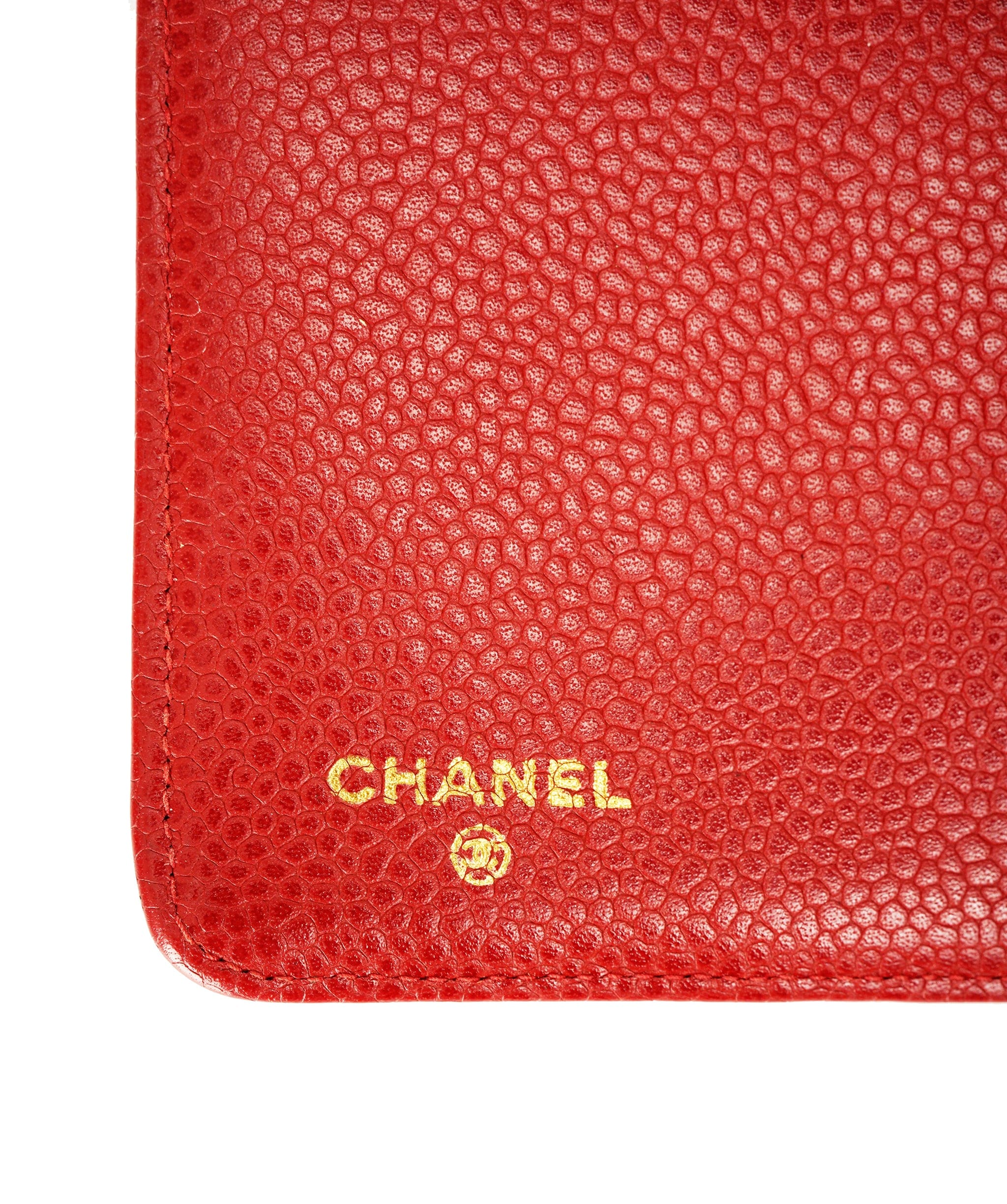 Chanel CHANEL COCO Mark Day Planner Cover Caviar Skin Red Gold CC Auth yk14251 DBXS1640