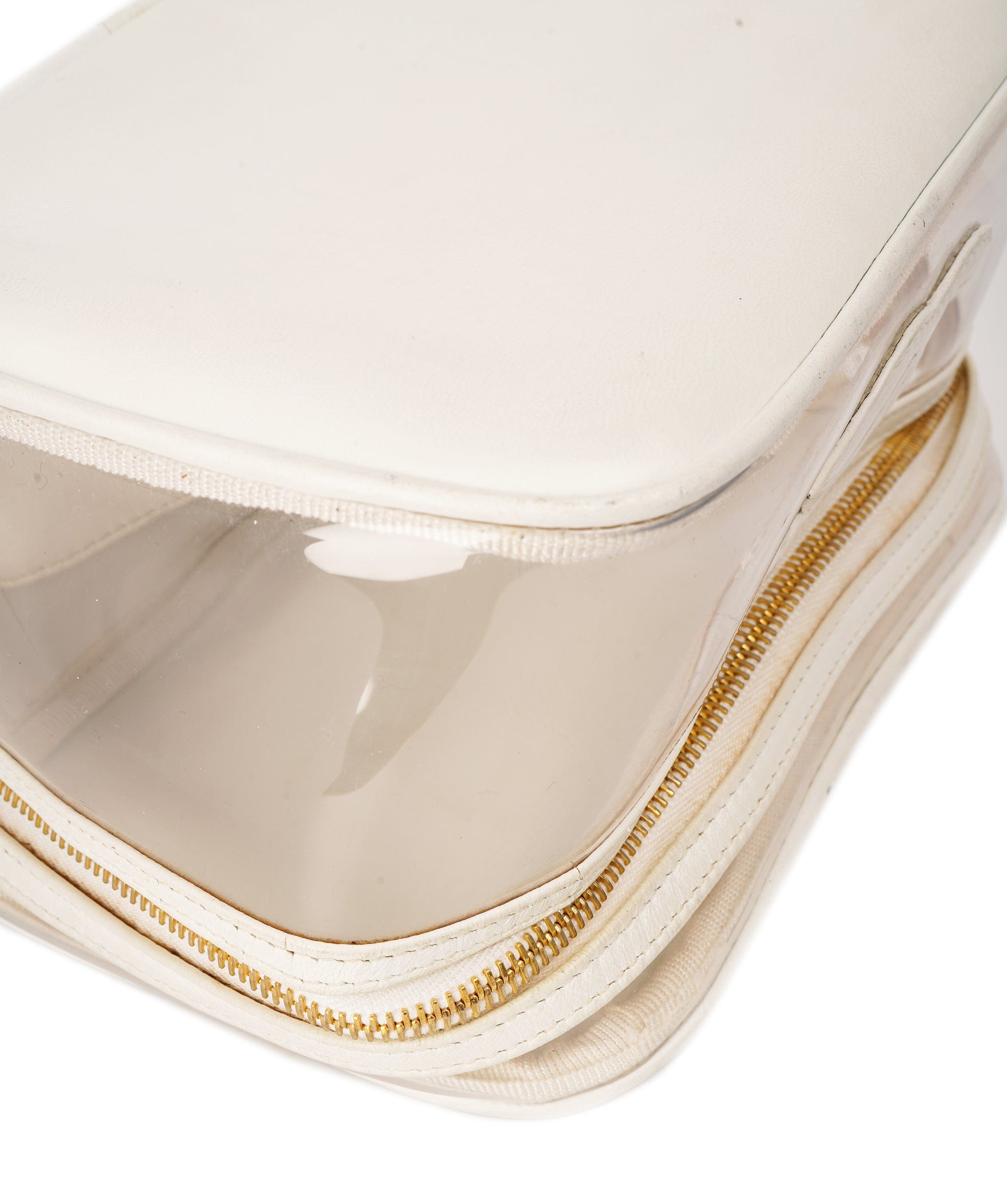 Chanel CHANEL COCO Mark Vanity Pouch Vinyl Clear Gold CC Auth yk14951 DBXS1634