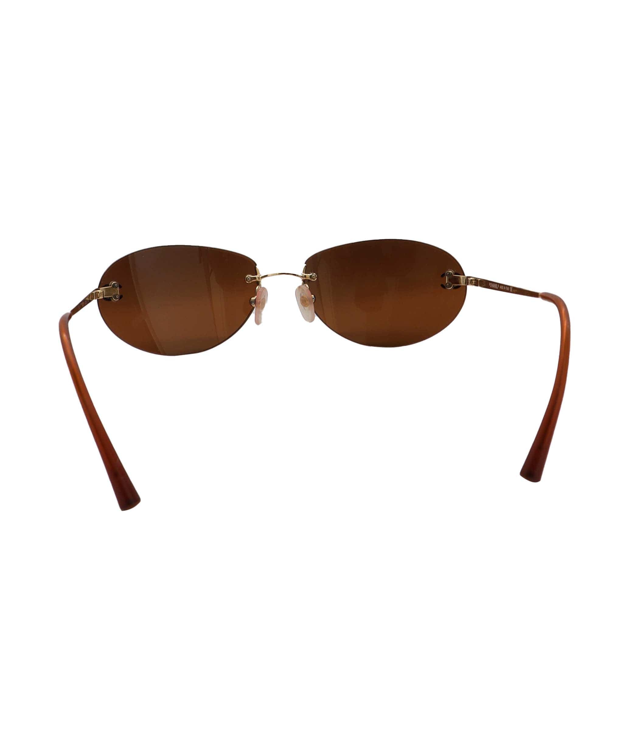 Chanel Chanel Dark Brown Rimless CC Aviators DXBS0926