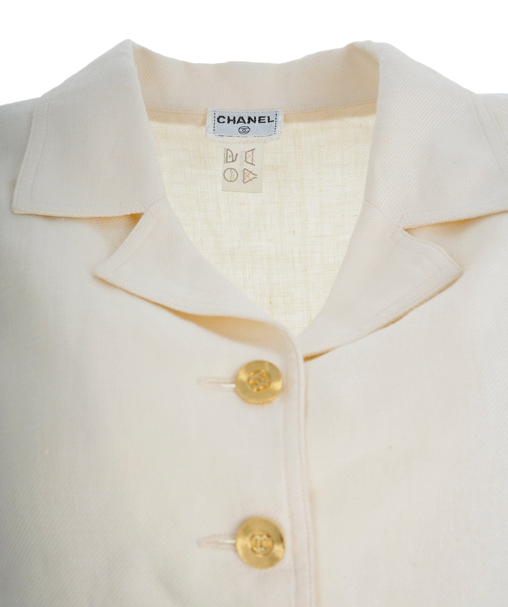 Chanel Chanel Gold buttons linen Jacket Cream  ASL10644