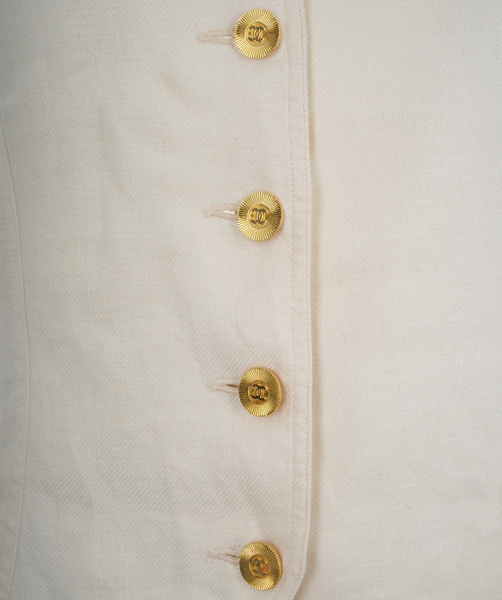 Chanel Chanel Gold buttons linen Jacket Cream  ASL10644