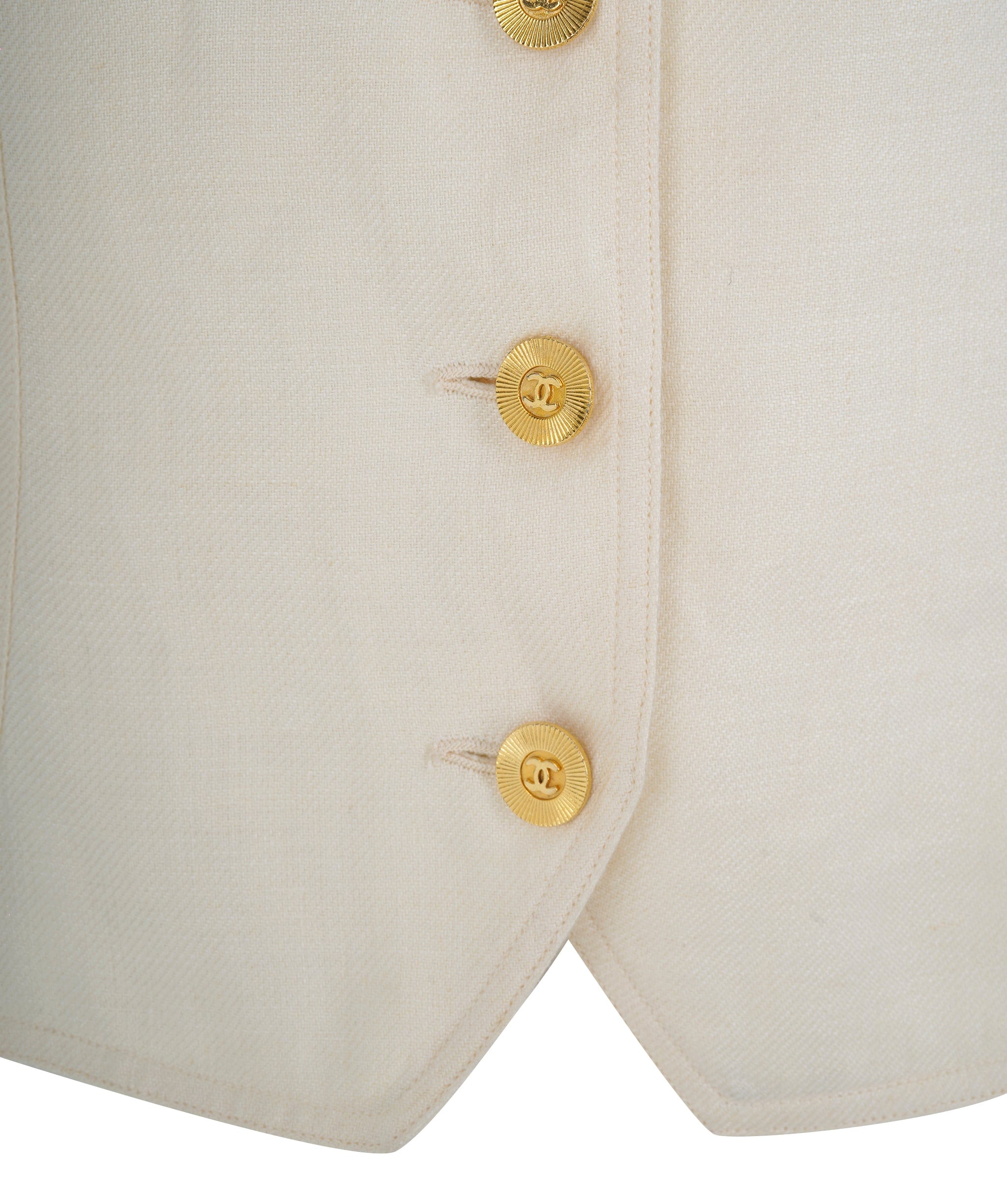 Chanel Chanel Gold buttons linen Jacket Cream  ASL10644