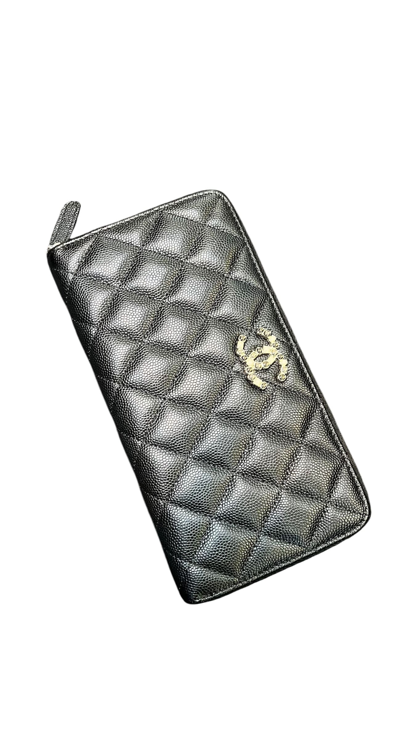 Chanel Chanel Long Zipped Wallet Black Caviar LGHW Microchipped NEW SSLG1056