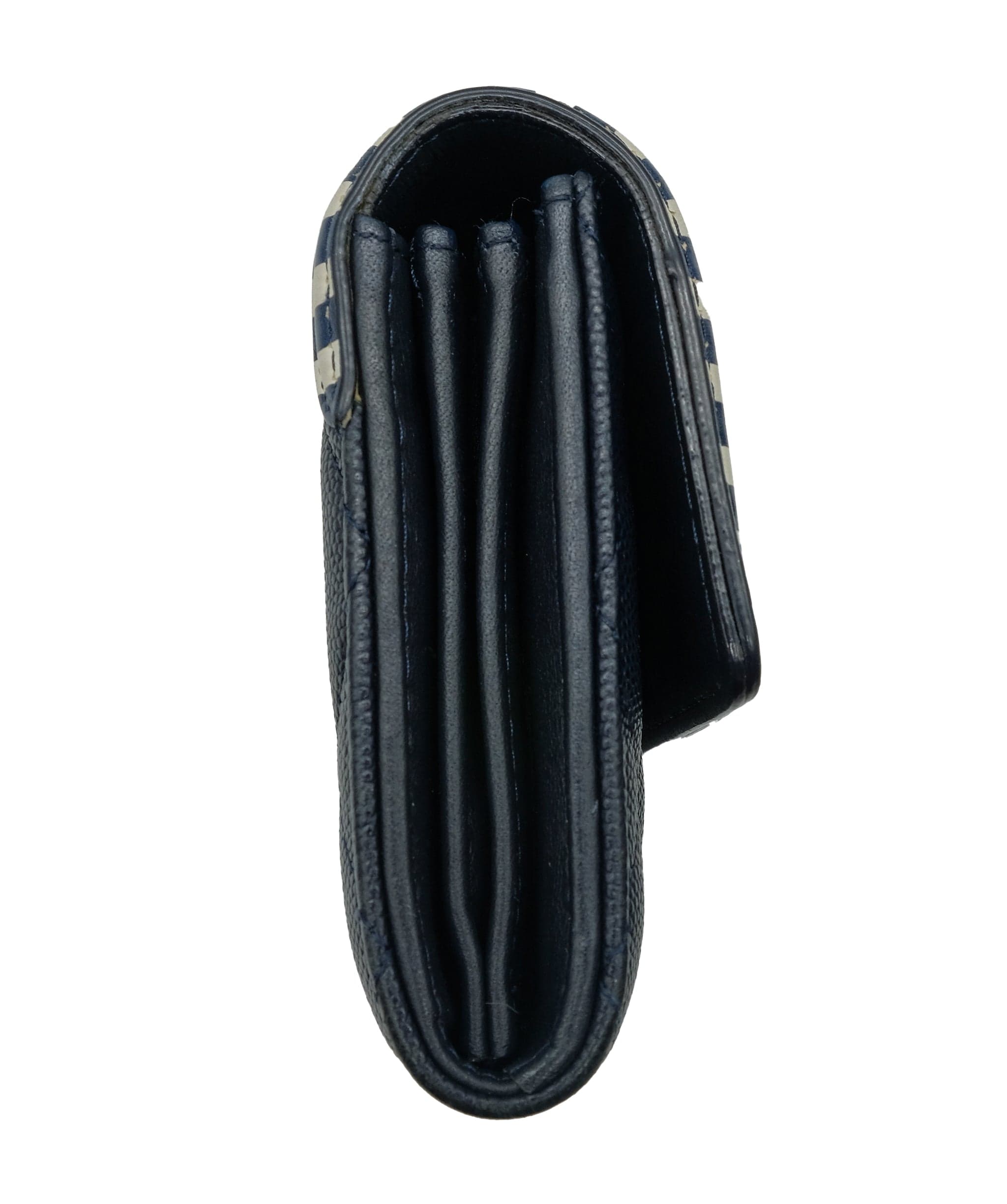 Chanel Chanel Matelasse Cruise Line Long Wallet Caviar Skin Navy CC Auth 29542A DXBS0329