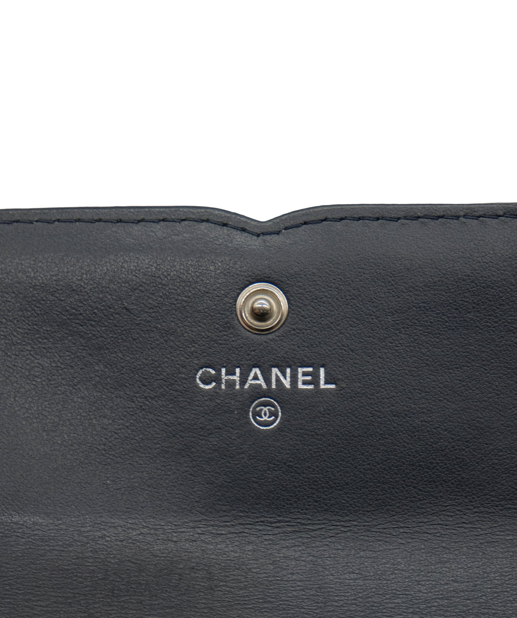 Chanel Chanel Matelasse Cruise Line Long Wallet Caviar Skin Navy CC Auth 29542A DXBS0329