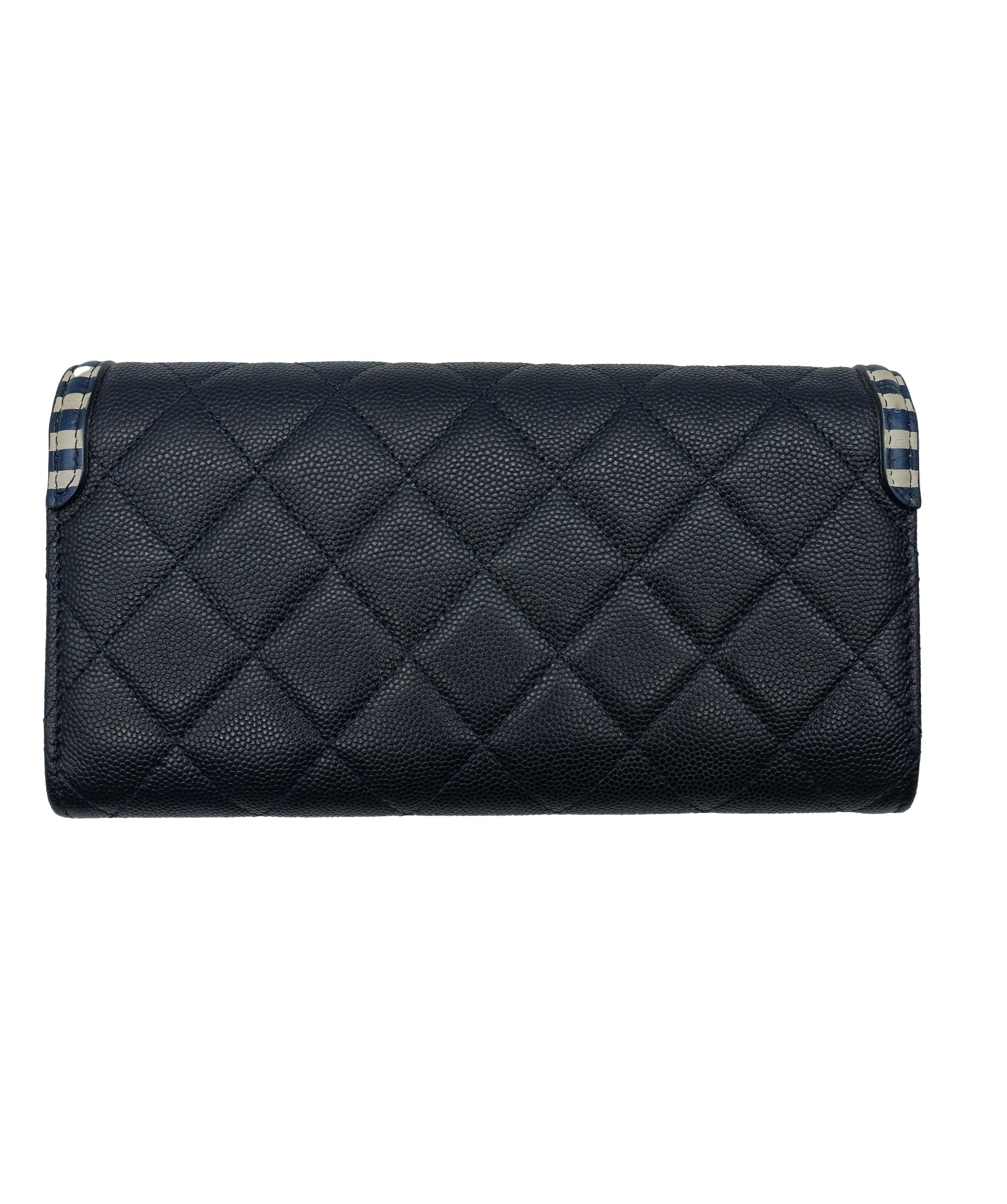 Chanel Chanel Matelasse Cruise Line Long Wallet Caviar Skin Navy CC Auth 29542A DXBS0329