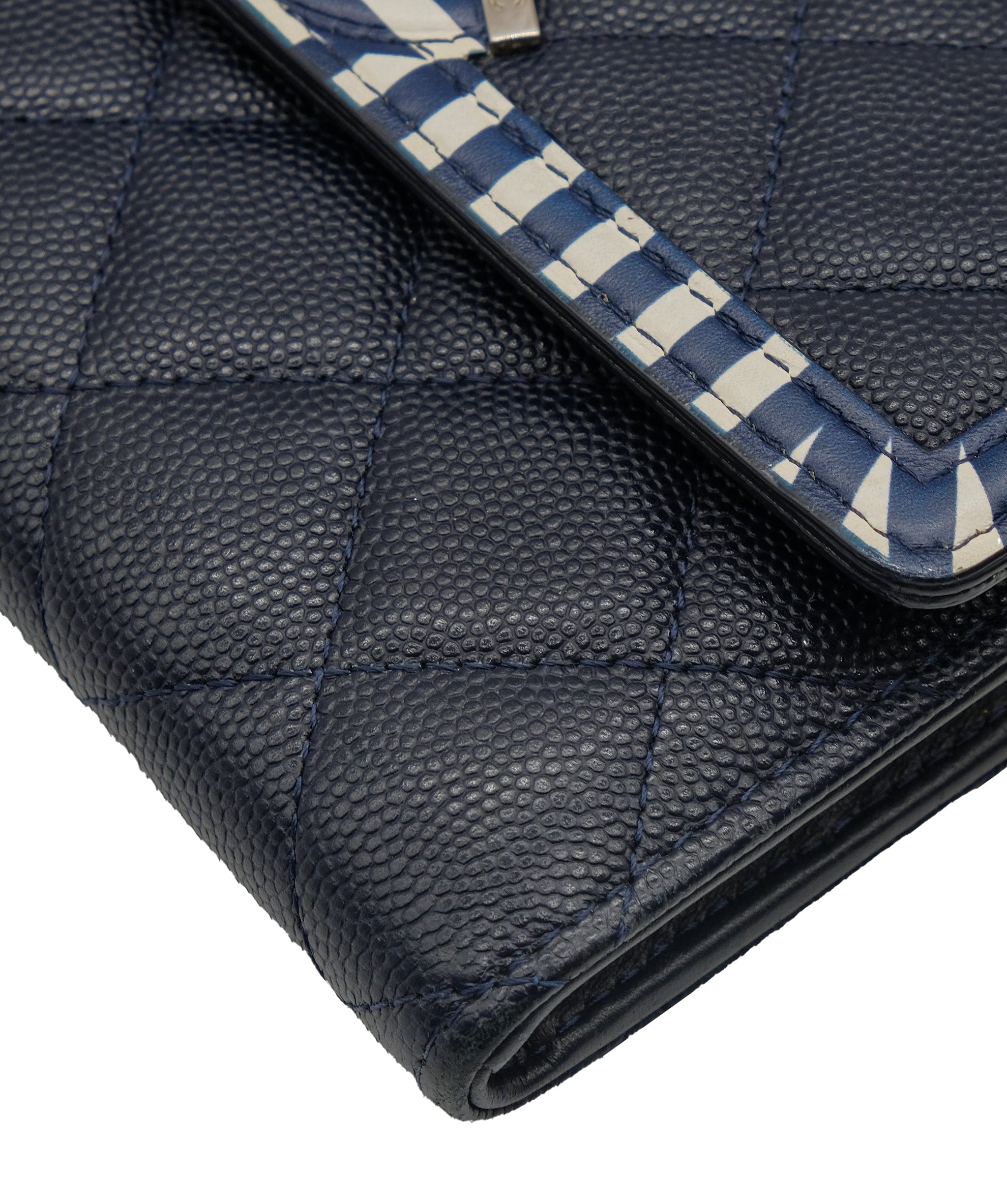 Chanel Chanel Matelasse Cruise Line Long Wallet Caviar Skin Navy CC Auth 29542A DXBS0329