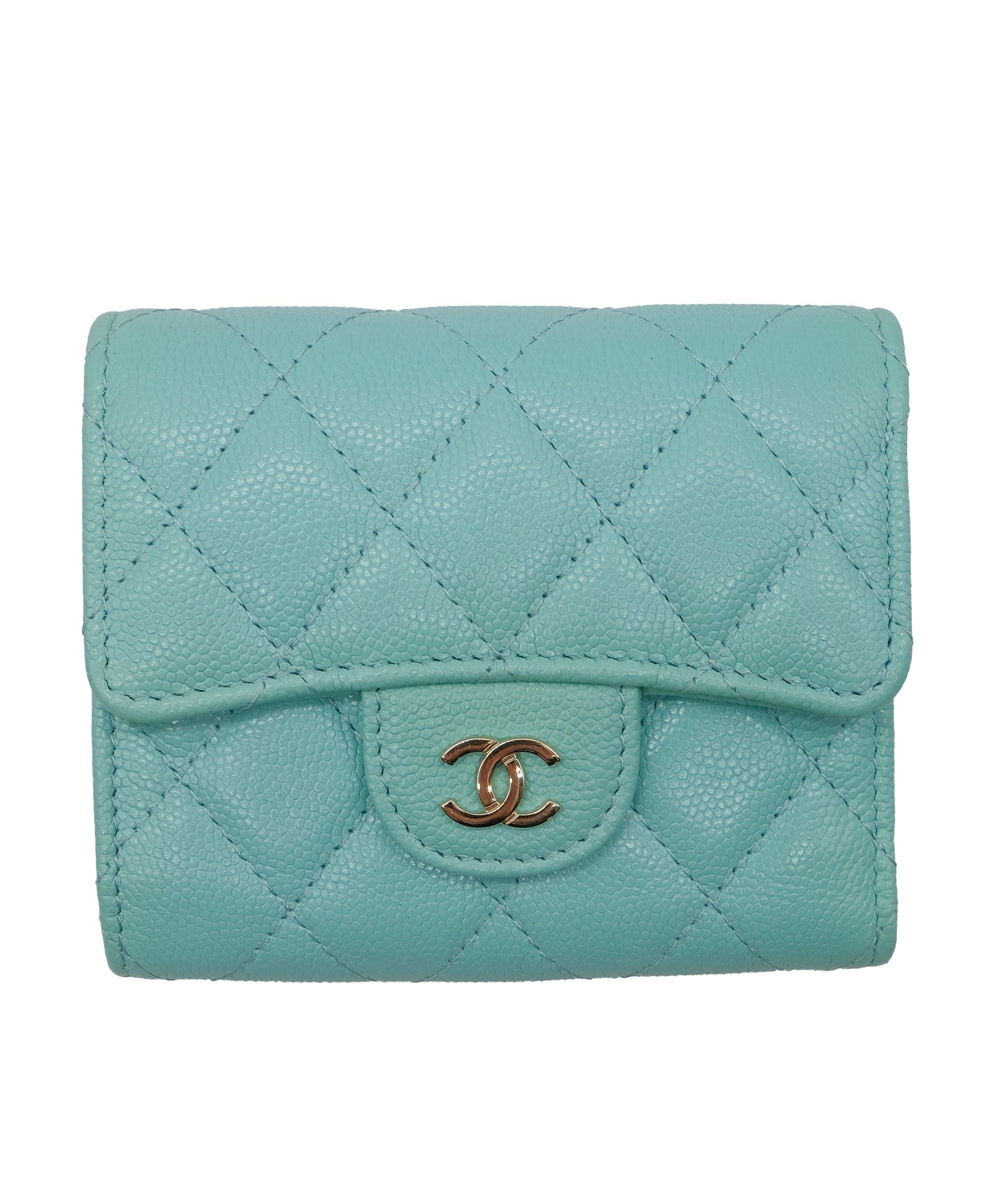 Chanel Chanel Matelasse Wallet Caviar Tiffany Blue CC Auth yk7853 DXBS0332