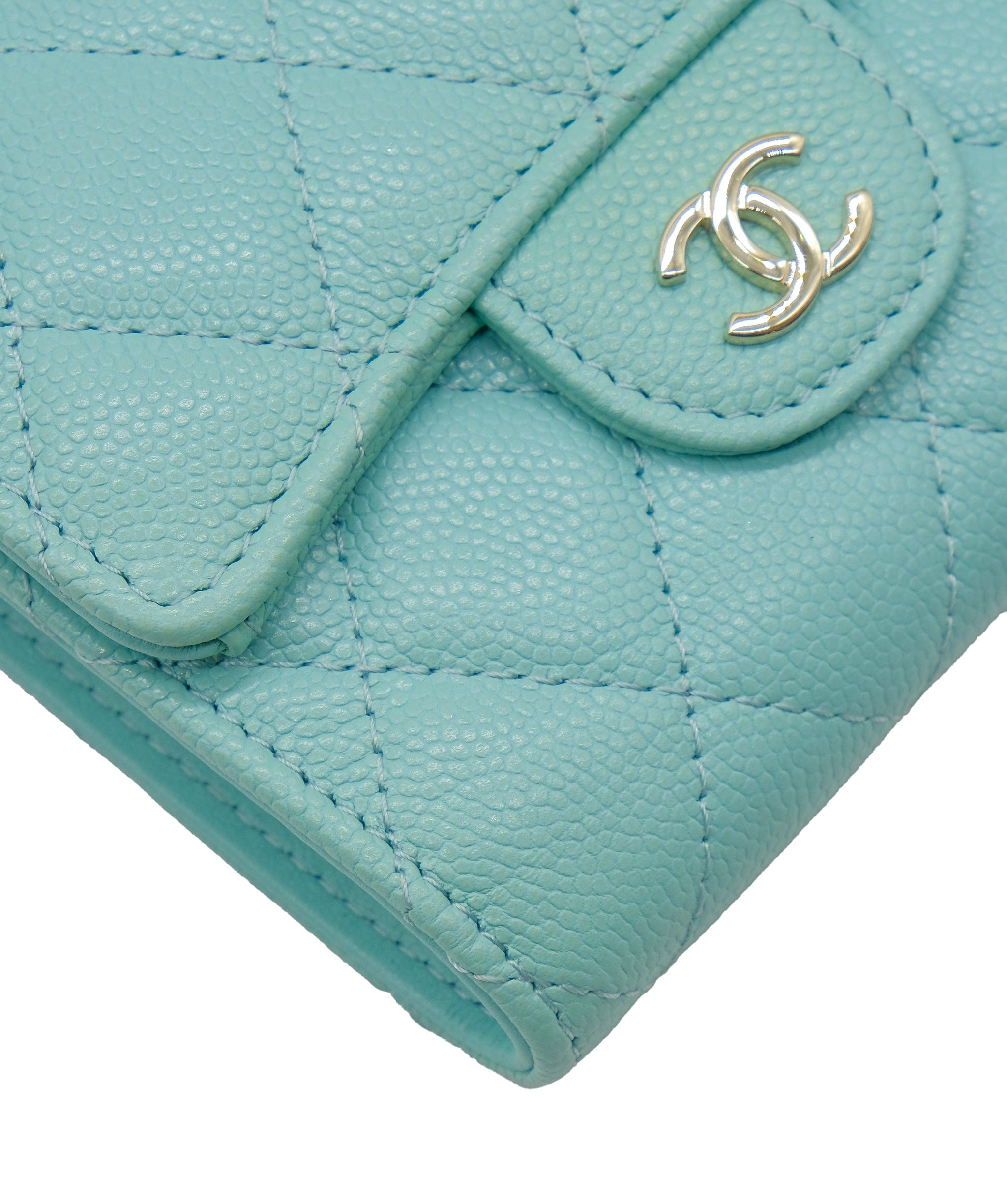 Chanel Chanel Matelasse Wallet Caviar Tiffany Blue CC Auth yk7853 DXBS0332