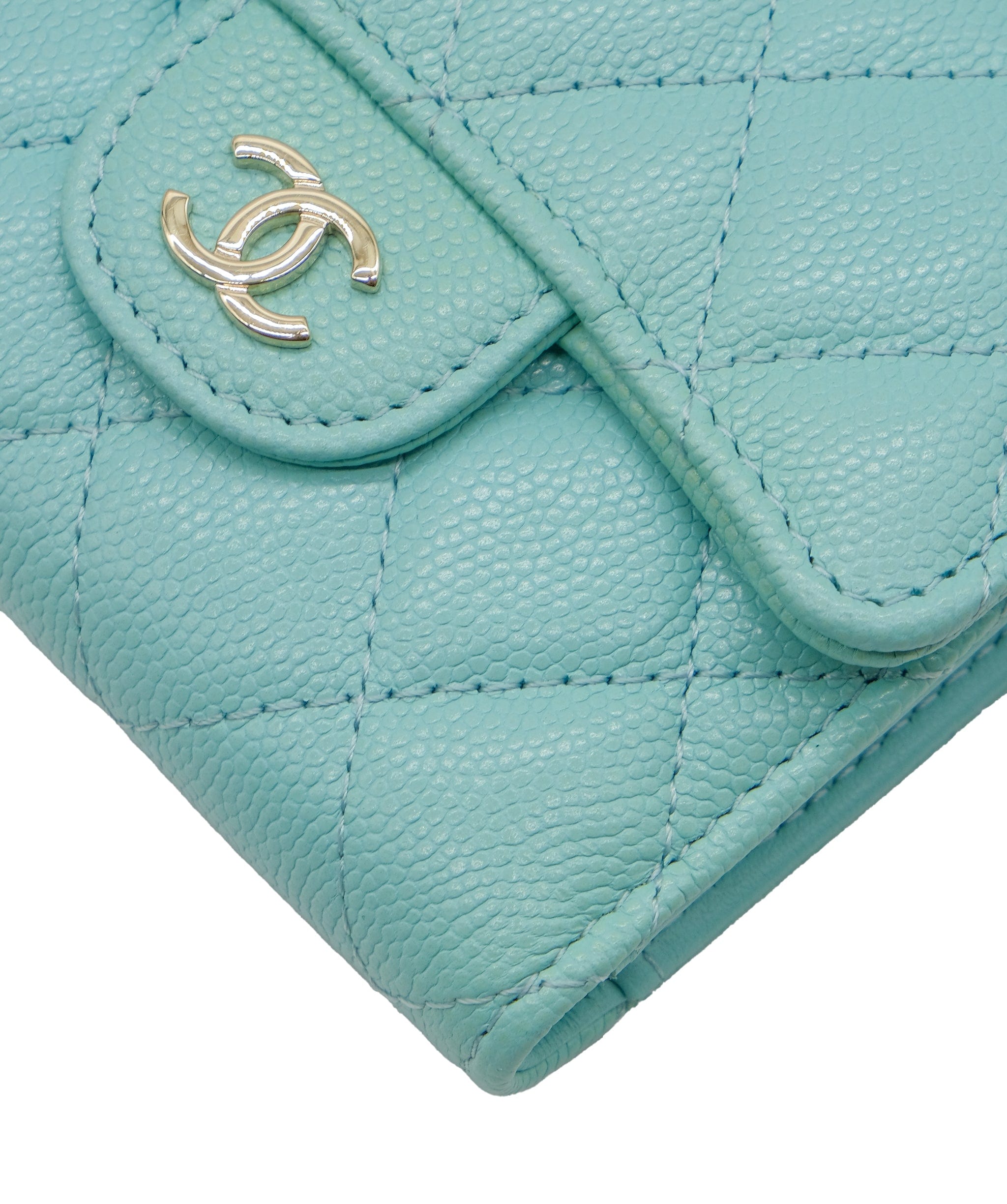 Chanel Chanel Matelasse Wallet Caviar Tiffany Blue CC Auth yk7853 DXBS0332