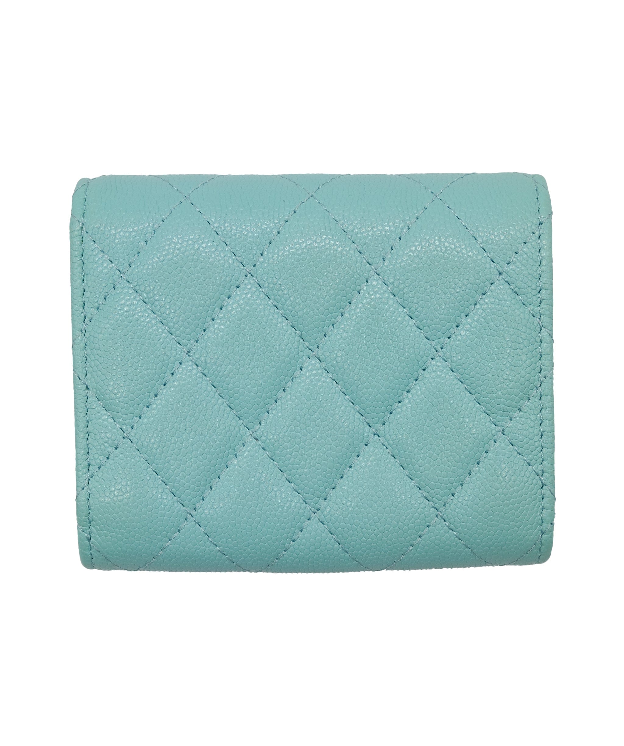 Chanel Chanel Matelasse Wallet Caviar Tiffany Blue CC Auth yk7853 DXBS0332