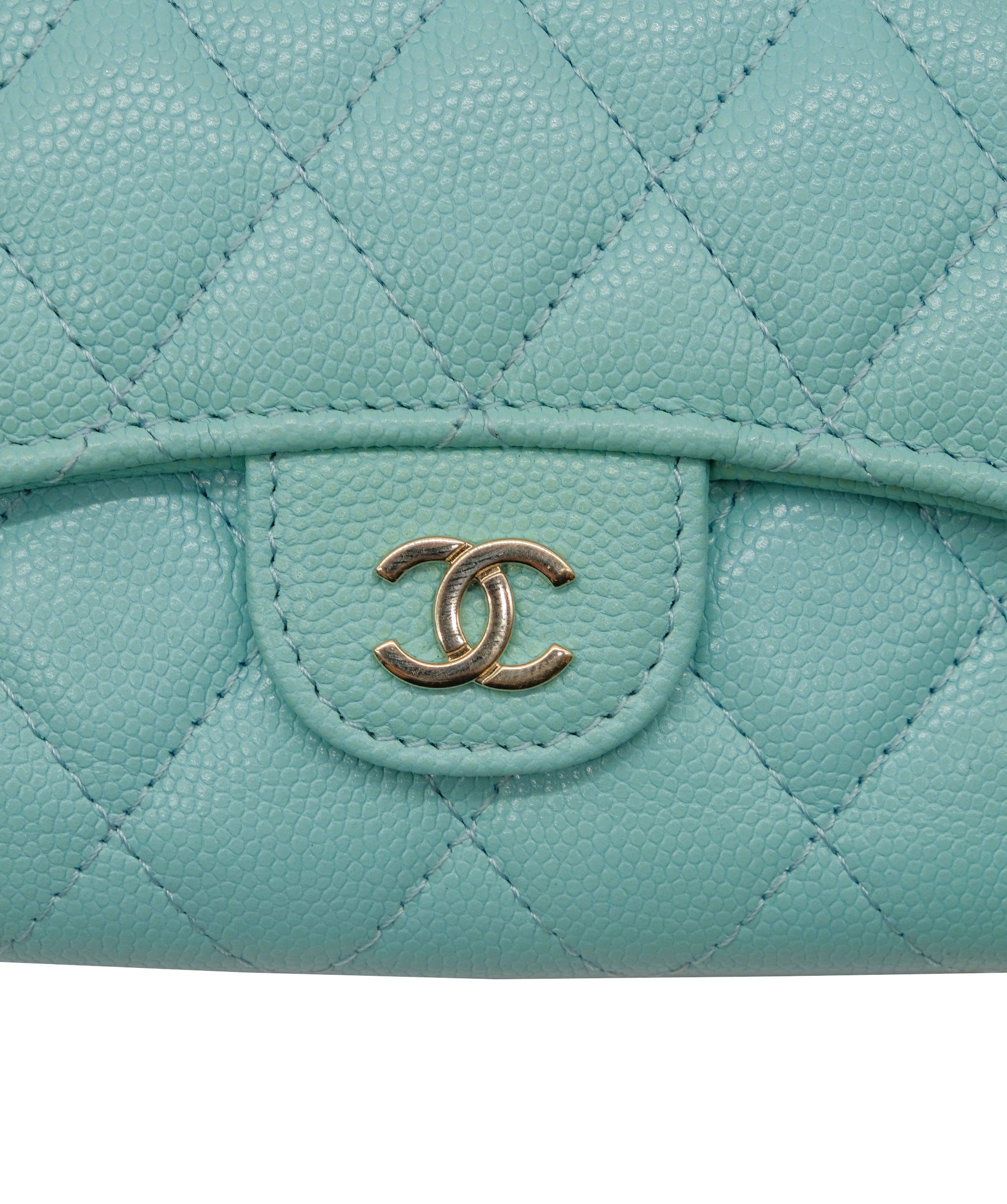 Chanel Chanel Matelasse Wallet Caviar Tiffany Blue CC Auth yk7853 DXBS0332